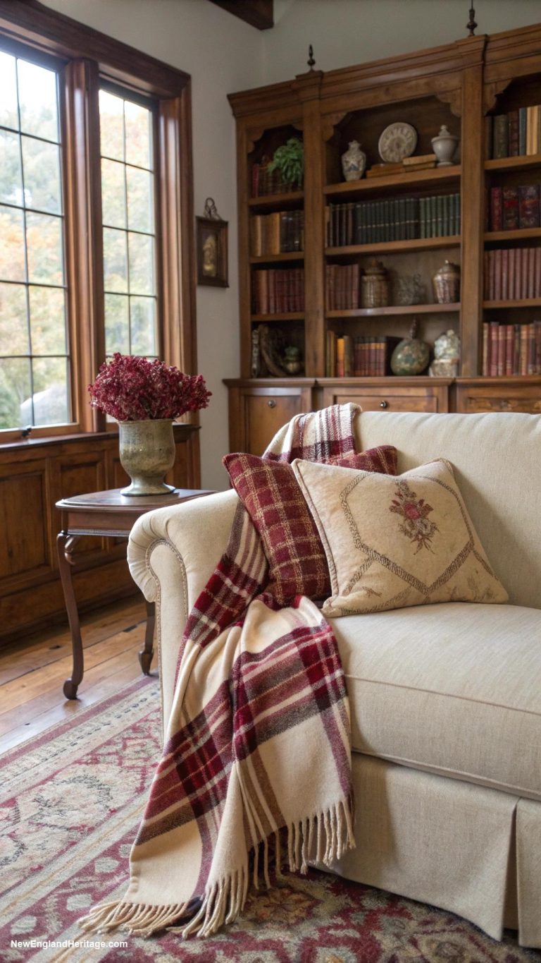 traditional home decor Cozy plaid throw blankets on sofas