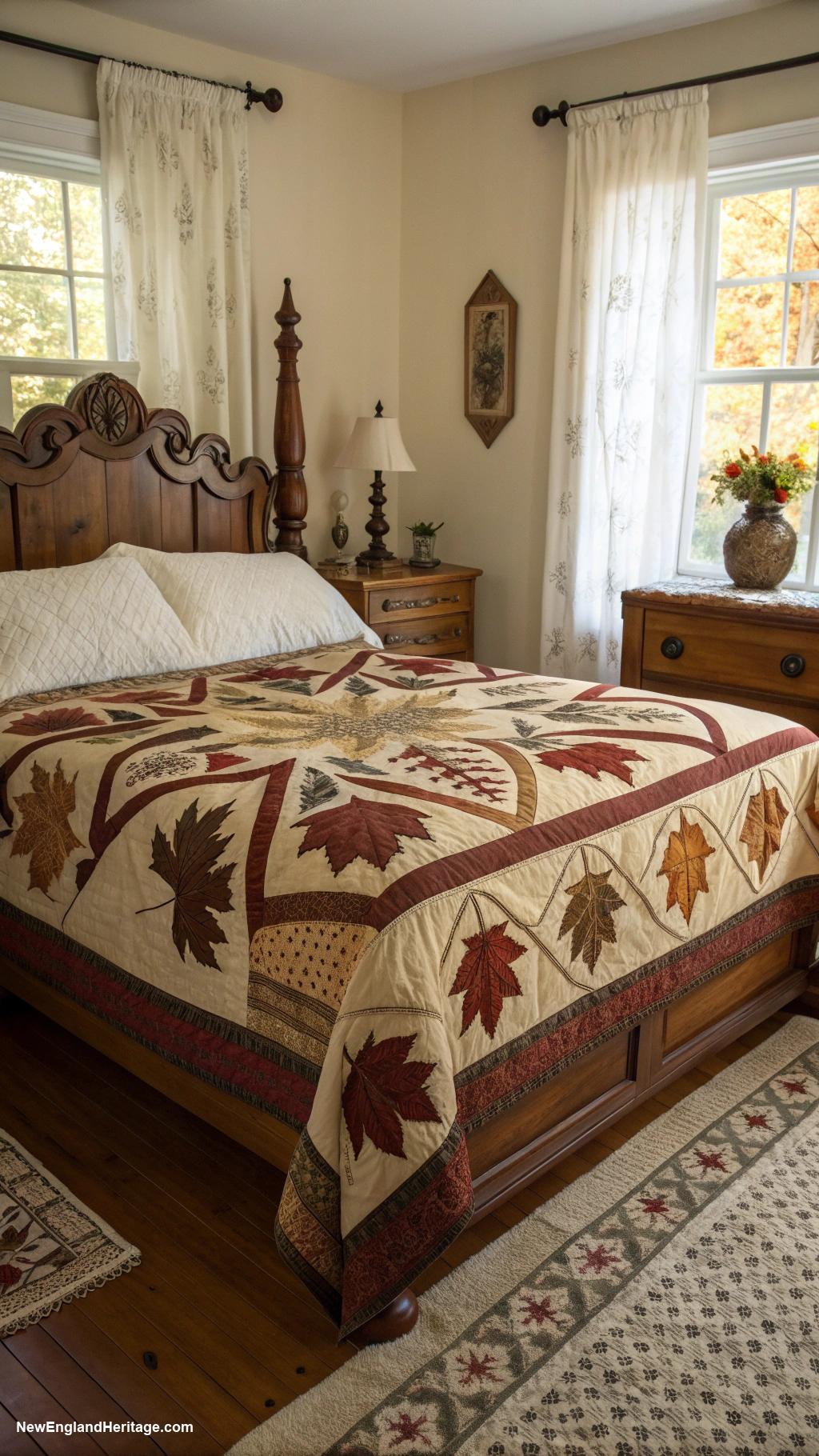 traditional home decor Heritage quilts draped over beds