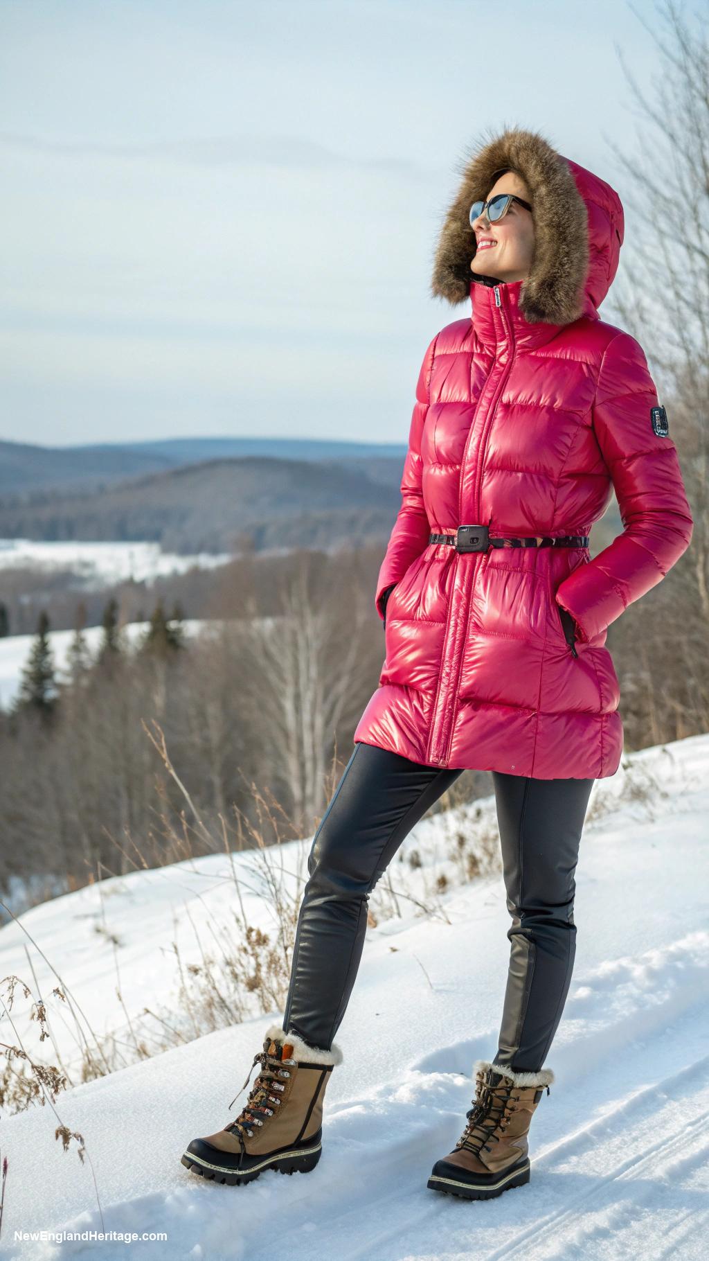 winter outfits for women Puffer jacket with insulated boots