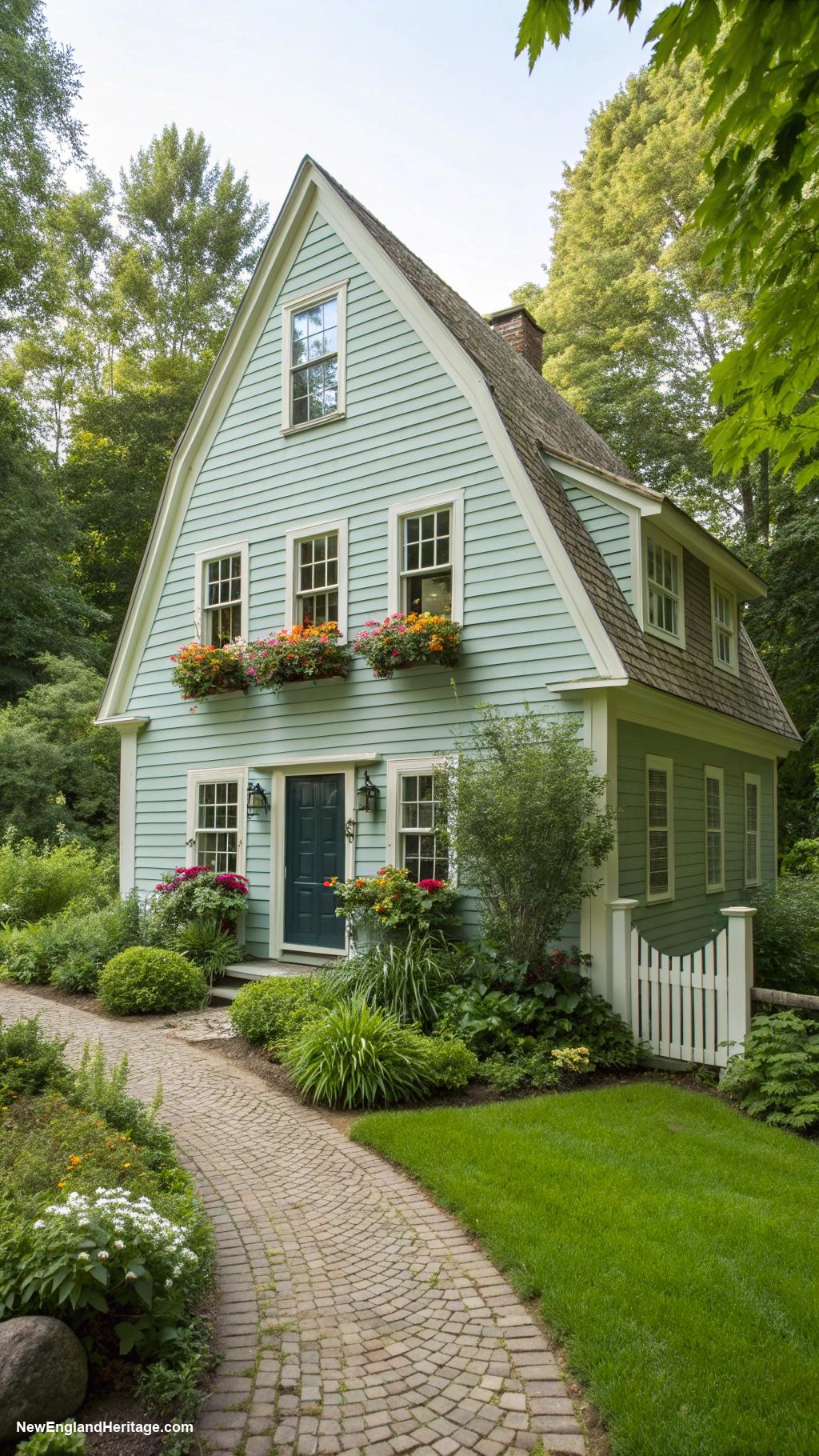 18th century new england houses Colonial saltbox with steep roof