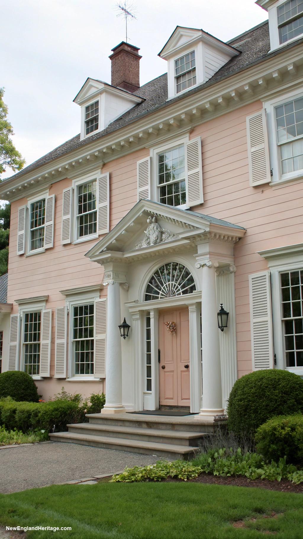18th century new england houses Federal style with decorative elements
