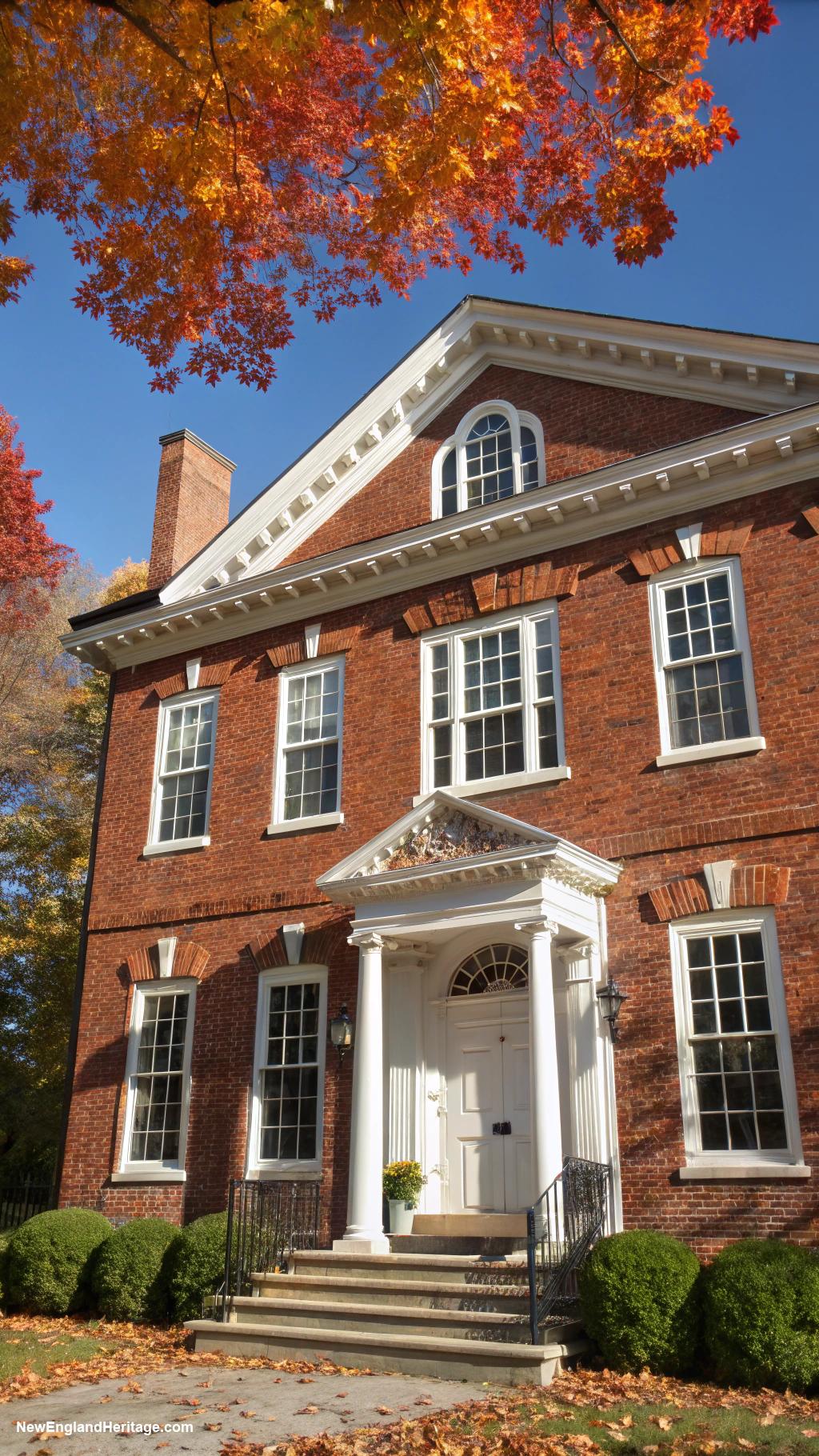 18th century new england houses Georgian brick with symmetrical facade