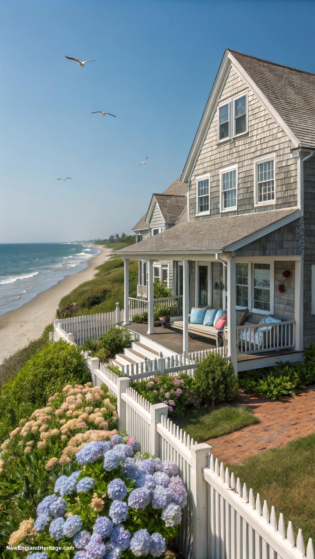 18th century new england houses Shingle style beach house with wraparound porch