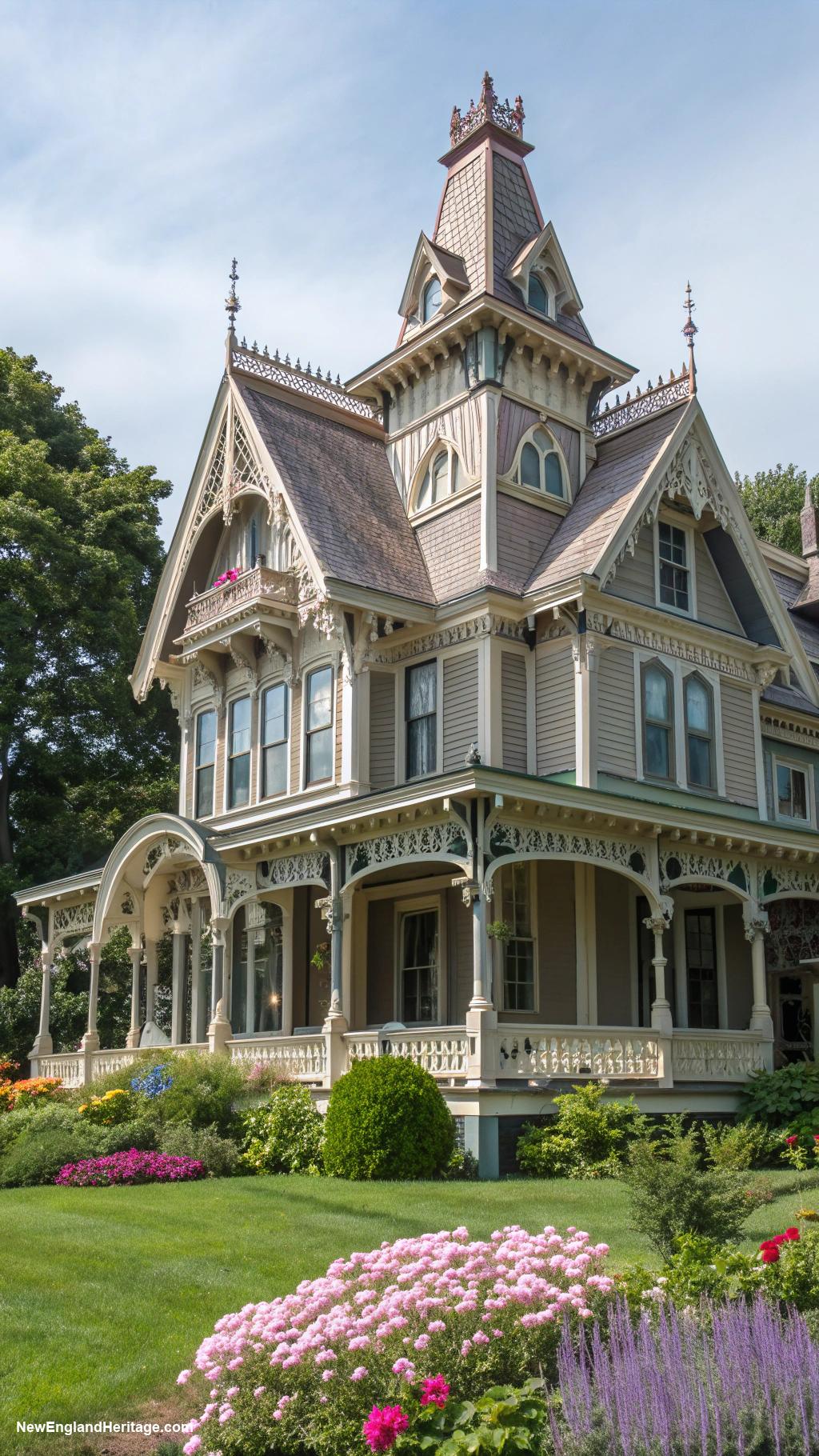 18th century new england houses Victorian style with ornate detailing