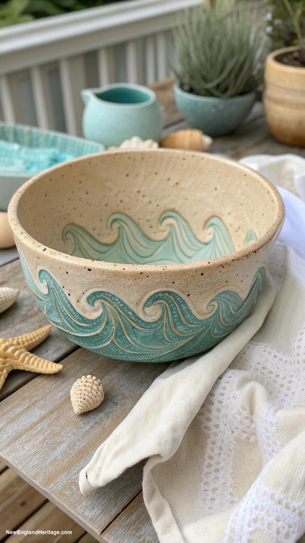 americana home decor Handmade pottery with coastal themes