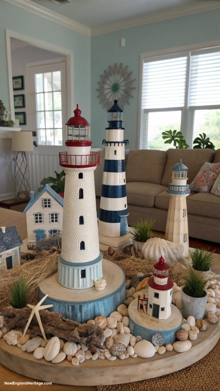 americana home decor Lighthouse figurines and models as centerpieces