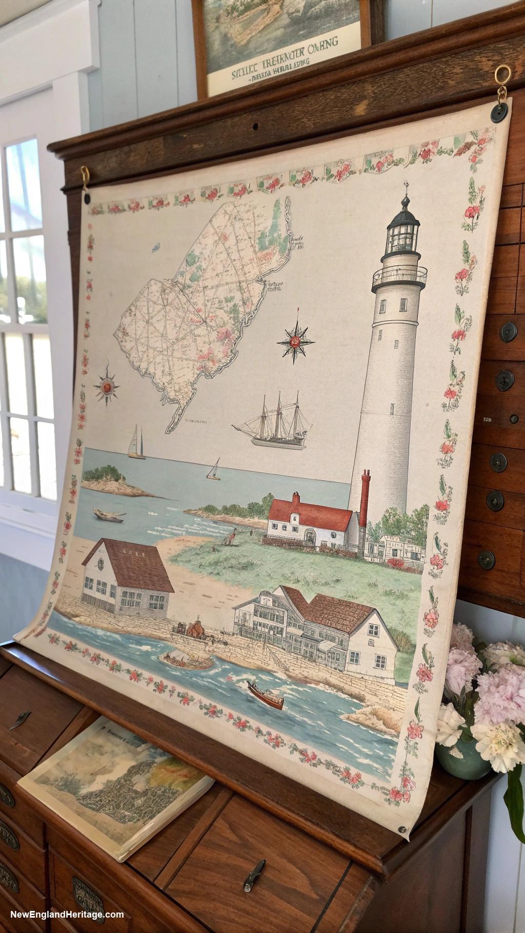americana home decor Vintage sailing maps as art pieces
