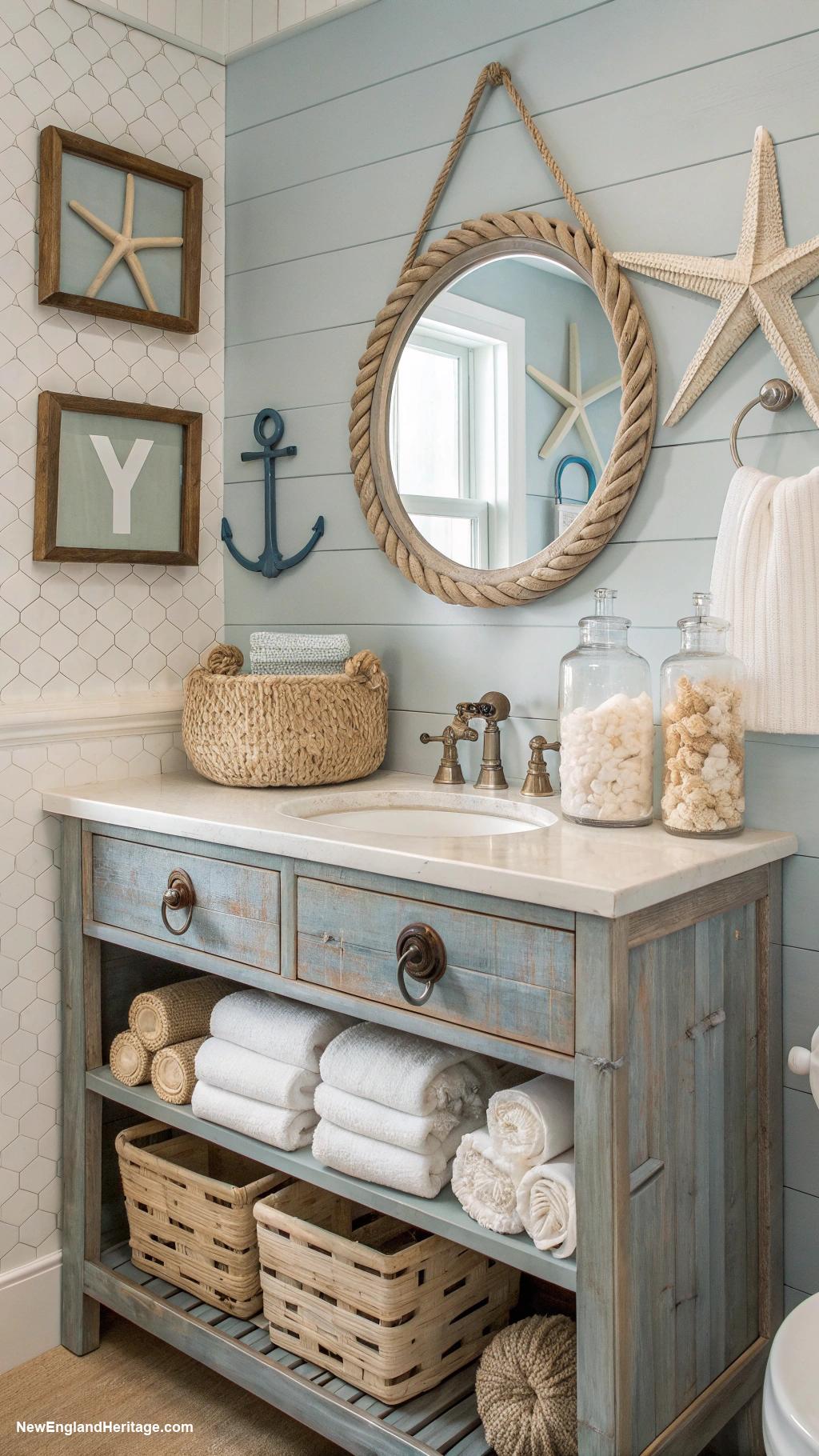 bathroom ideas Nautical decor with anchors and ropes