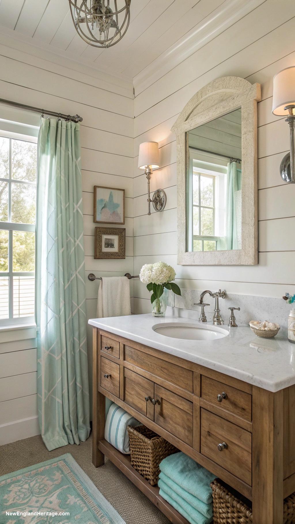 bathroom ideas Shiplap walls for coastal charm