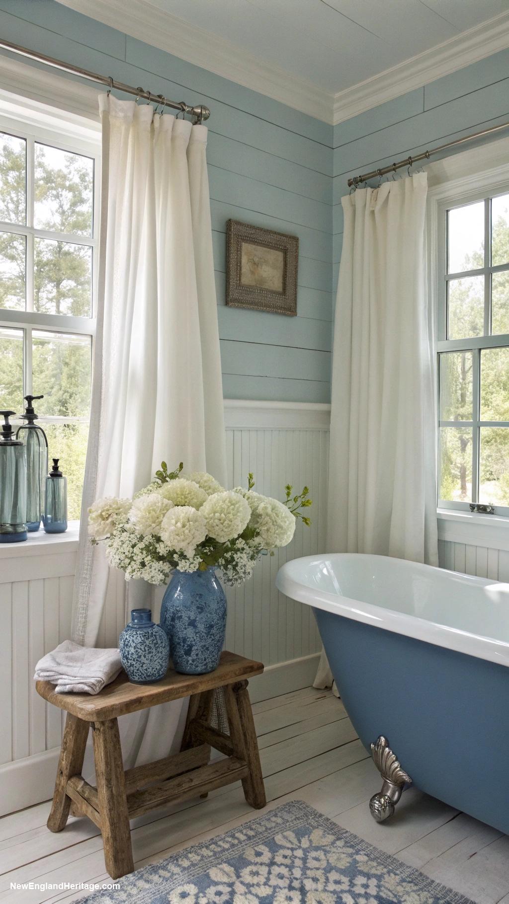 bathroom ideas Soft color palette with blues and whites