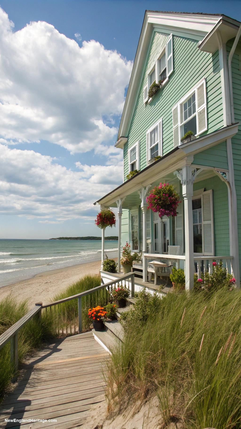 coastal maine houses Classic clapboard home near sandy beach
