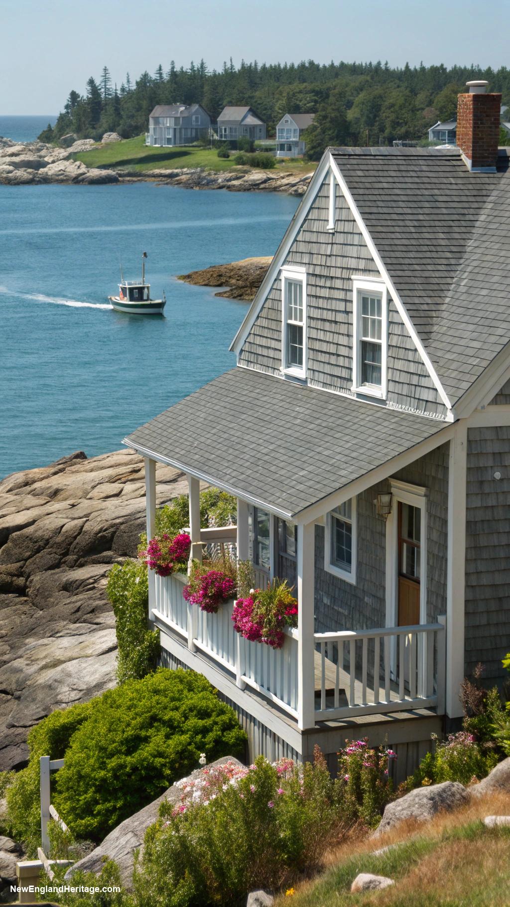 coastal maine houses Quaint saltbox house in fishing village
