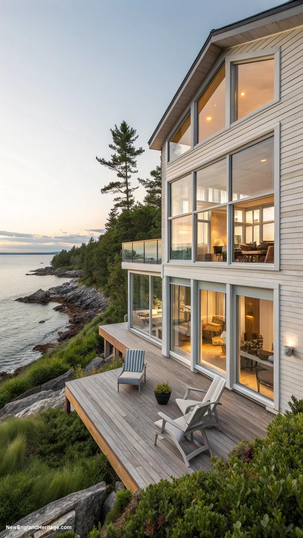 coastal maine houses Sleek contemporary design with large windows