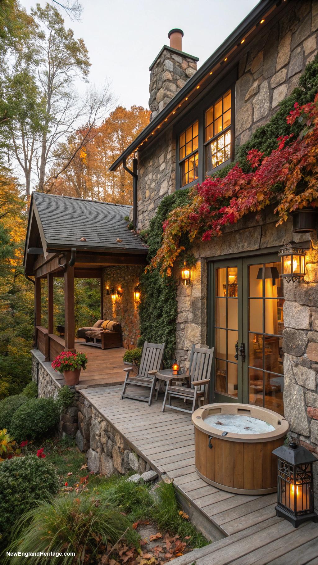 cottages Stone cottage with fireplace and hot tub