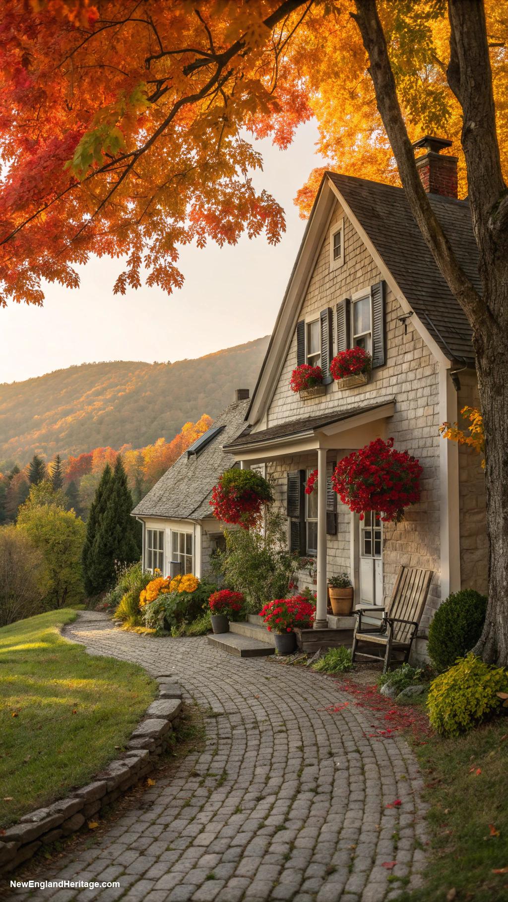 countryside vermont houses Quaint cottage surrounded by maple trees