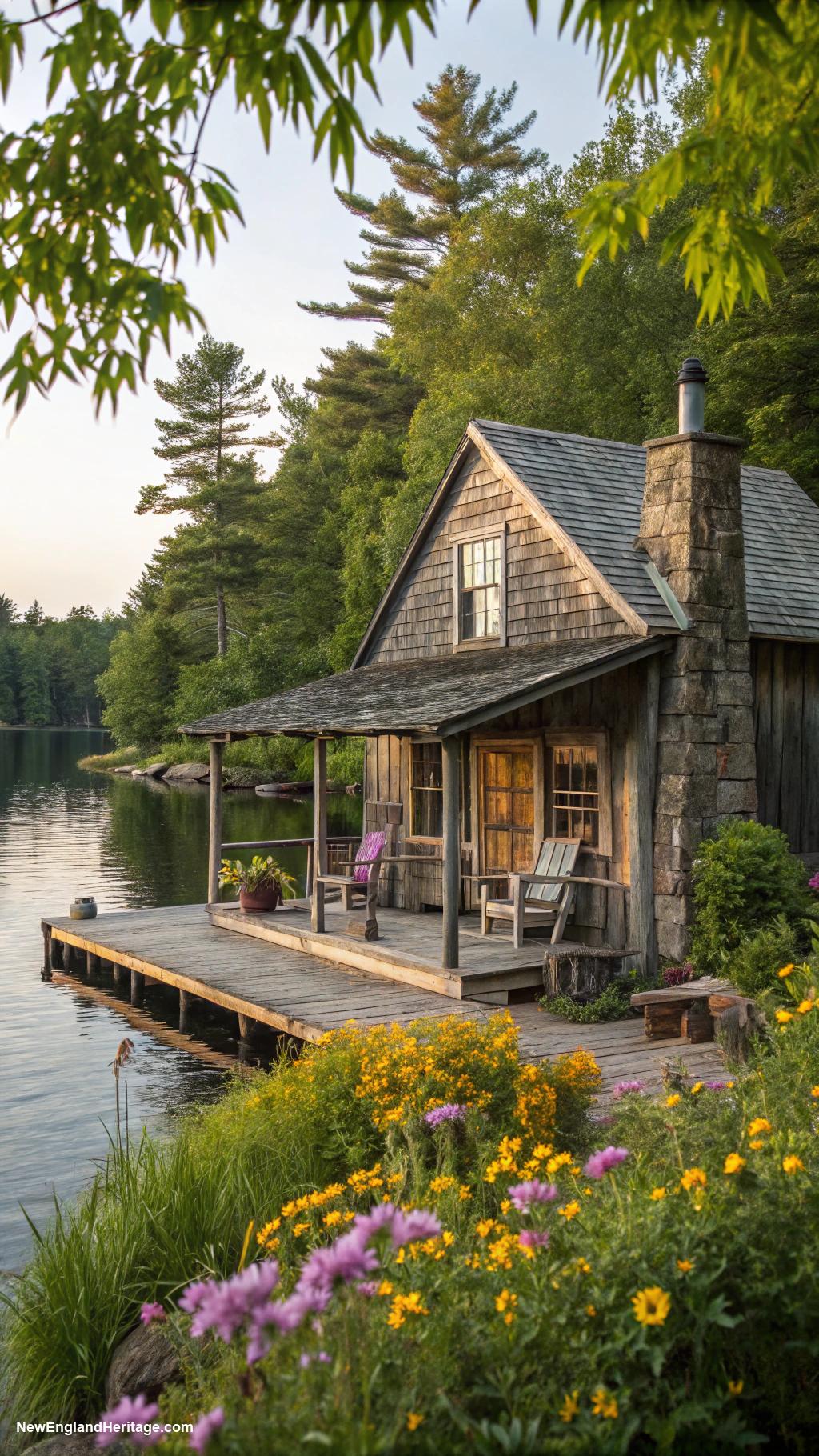 countryside vermont houses Rustic cabin near serene lakefront