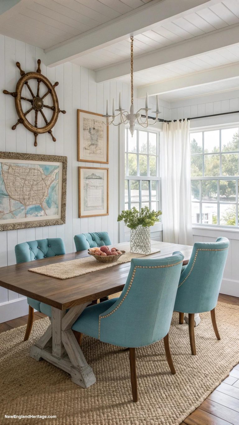 dining room ideas Bright white walls with nautical decor
