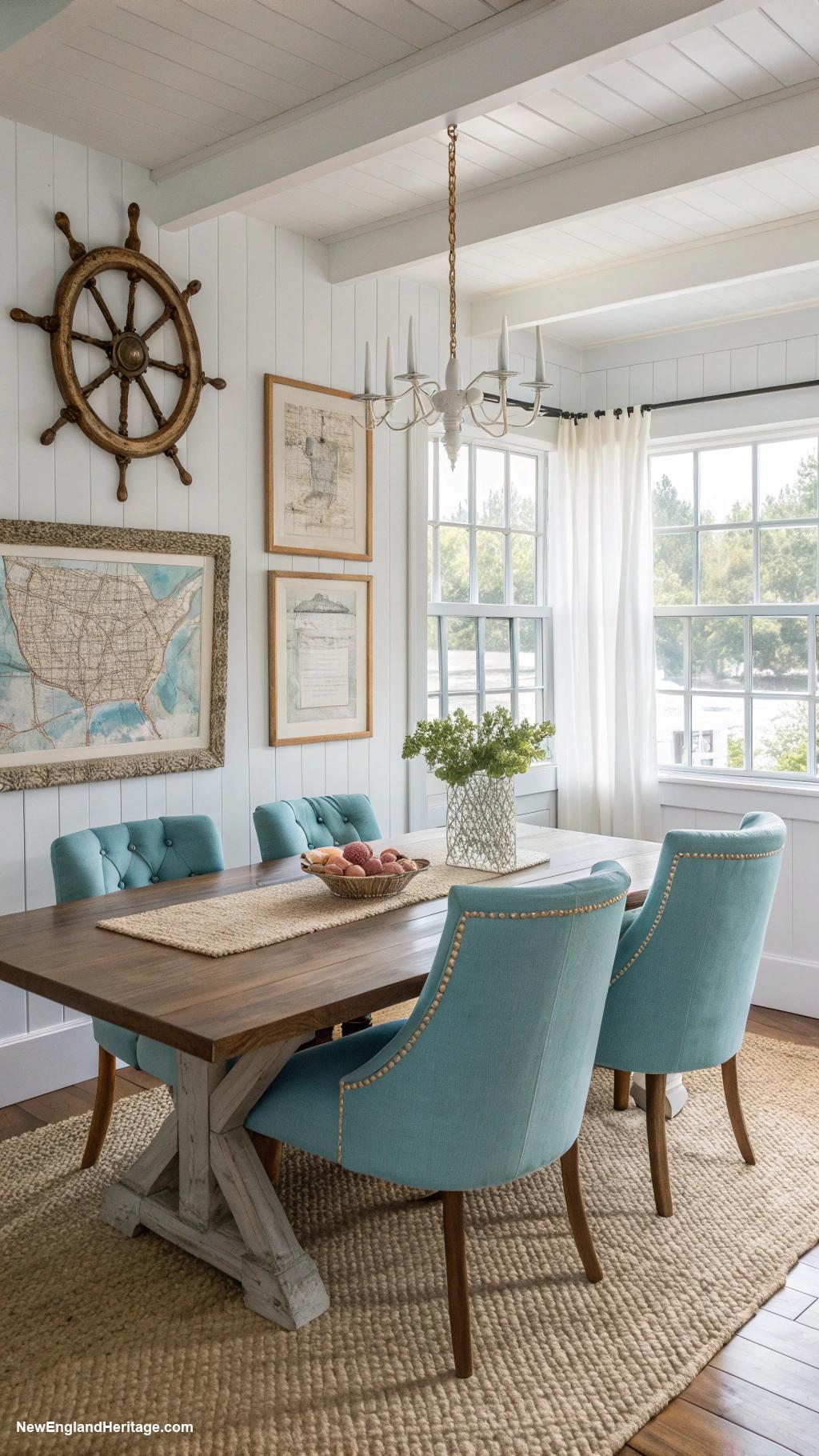 dining room ideas Bright white walls with nautical decor