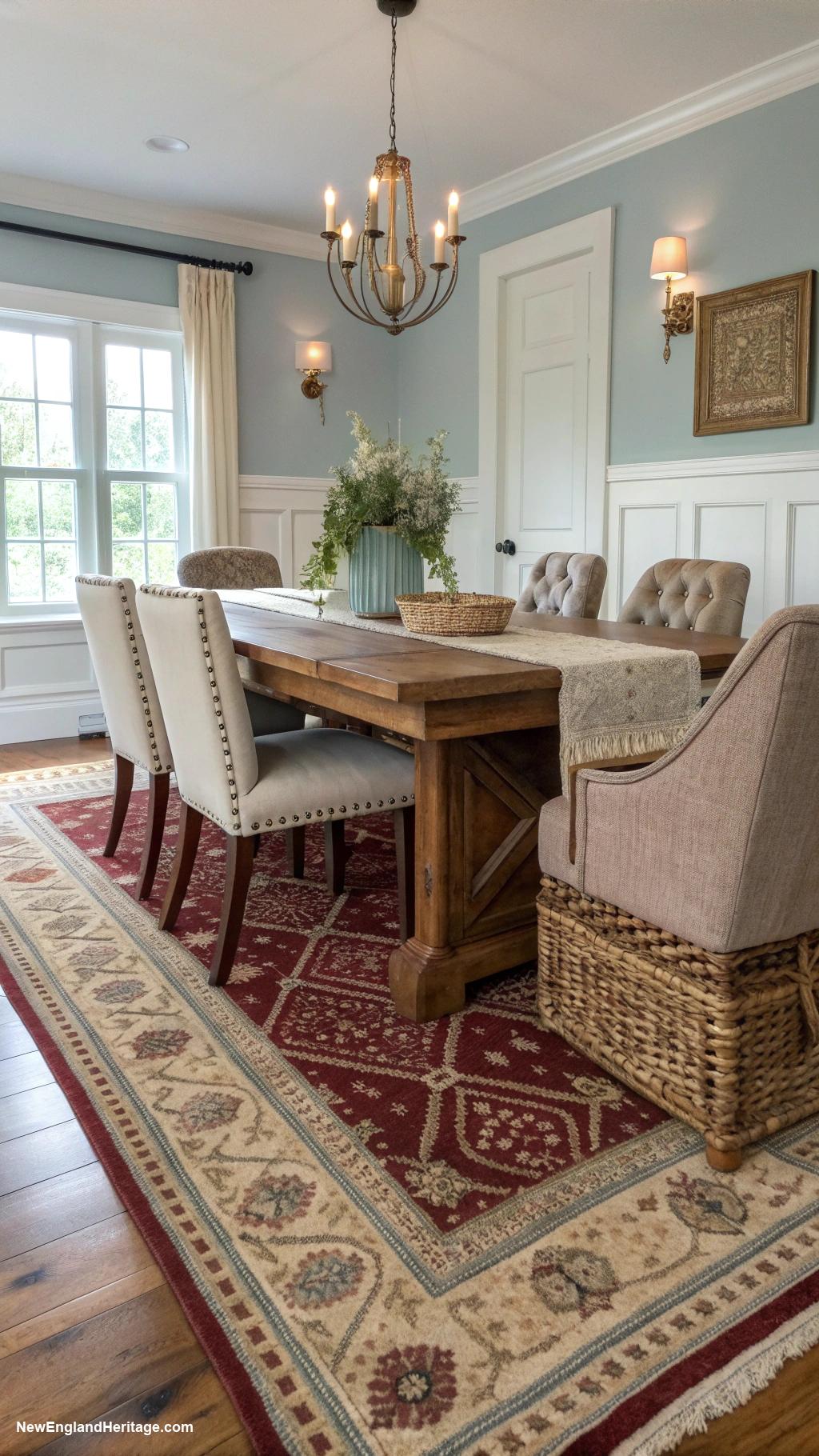 dining room ideas Layered rugs for added warmth and texture