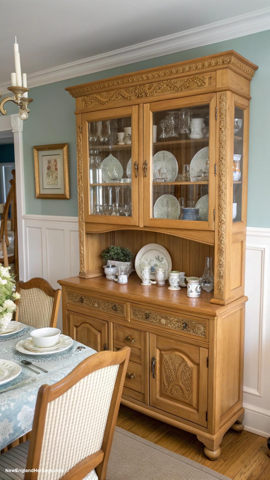 dining room ideas Natural wood hutch for showcasing dishes