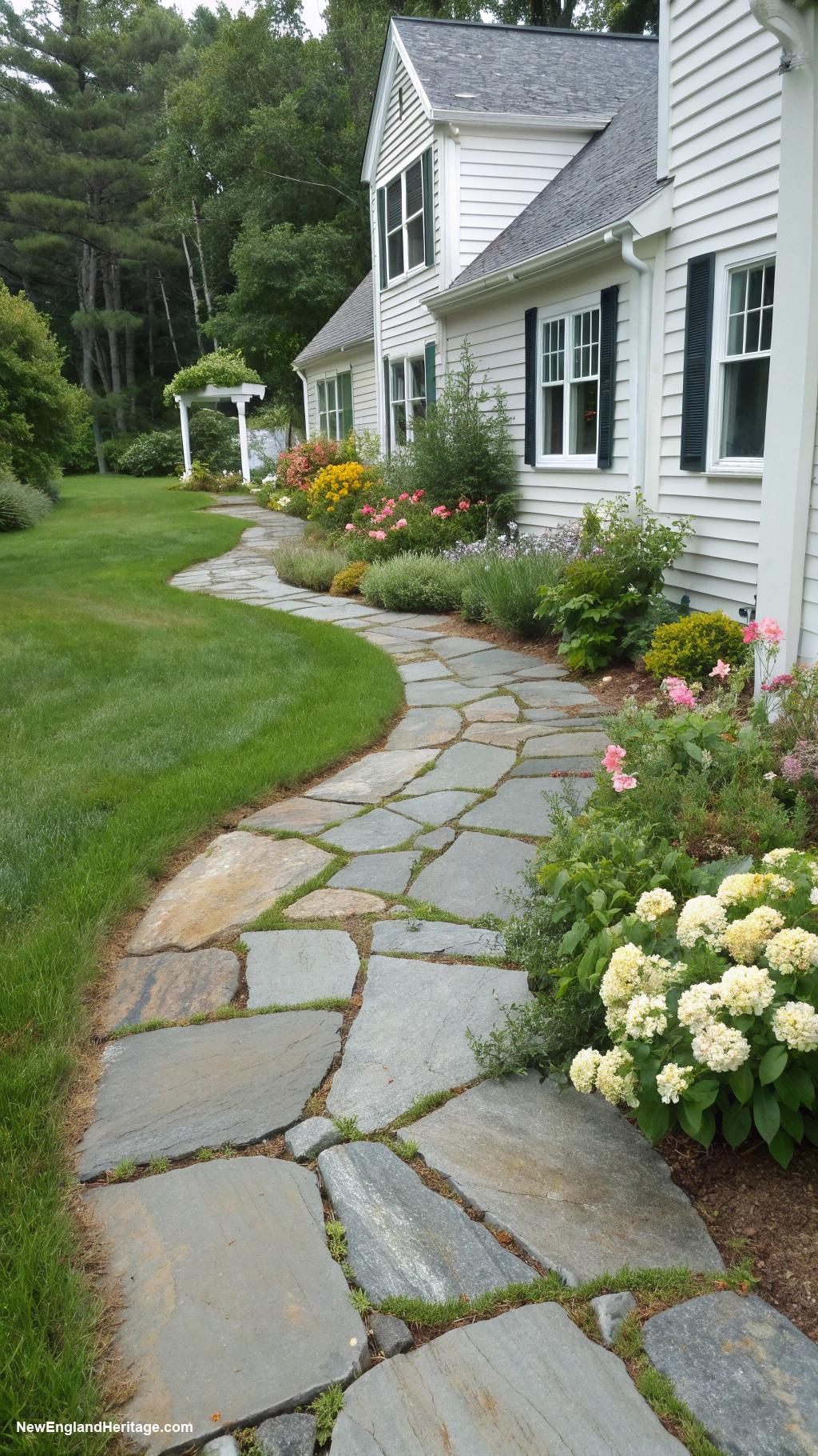 driveway ideas Bluestone slabs for rustic charm