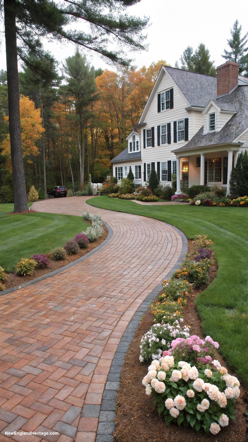 driveway ideas Brick paver driveway with curved design