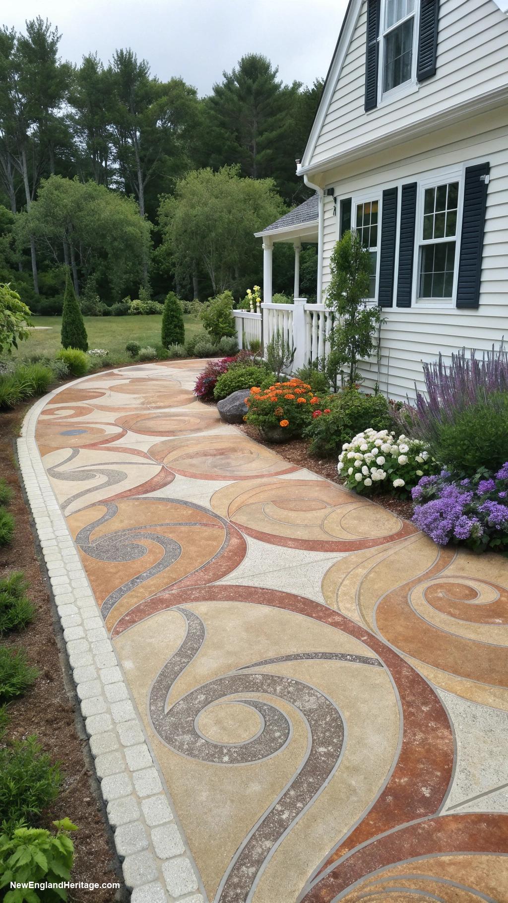 driveway ideas Stained concrete driveway for unique appearance