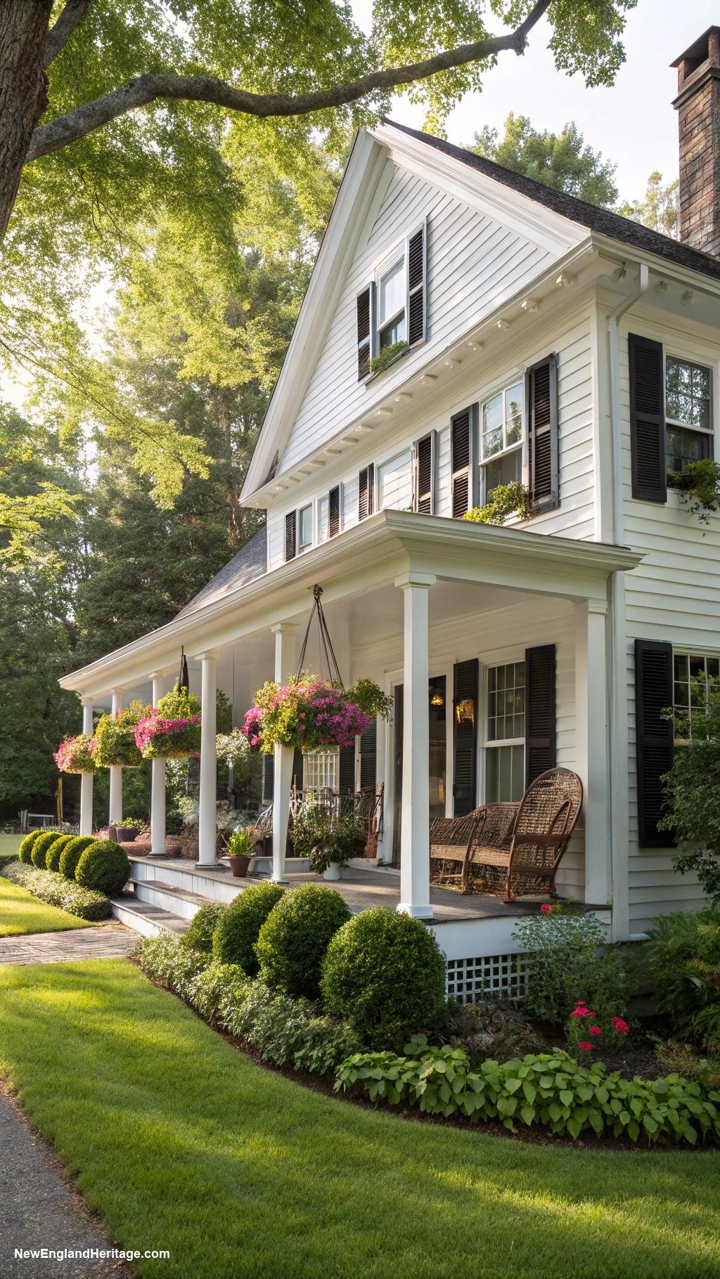 marthas vineyard style houses Classic white clapboard exterior with black shutters