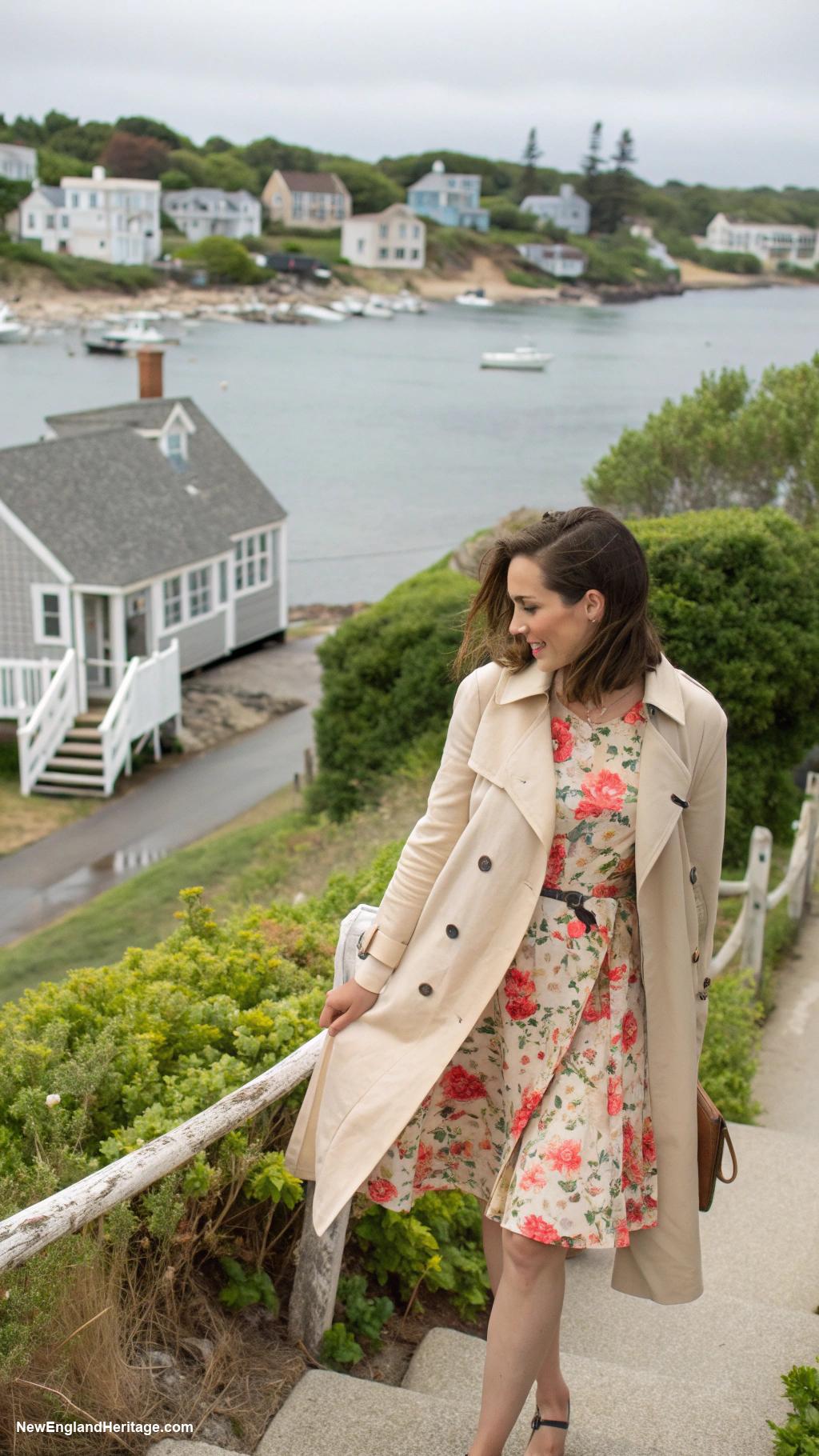 preppy outfits for women in 20s Classic trench coat over a sundress