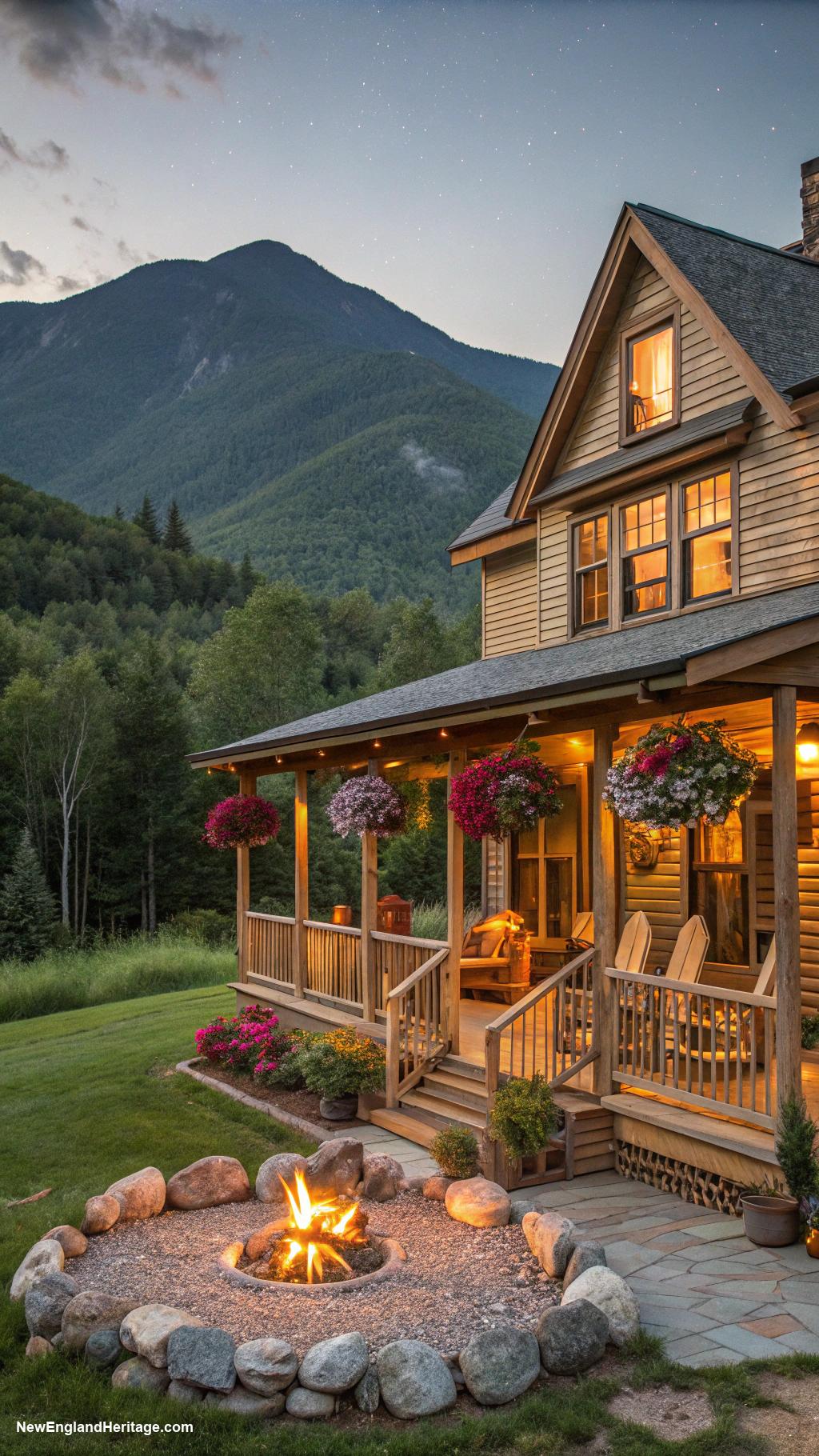 rustic new hampshire houses Cottage with mountain views and firepit