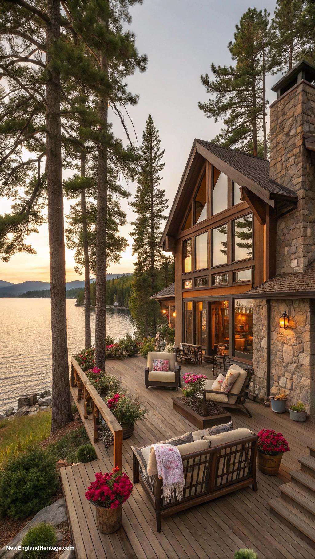 rustic new hampshire houses Lakefront chalet with large deck