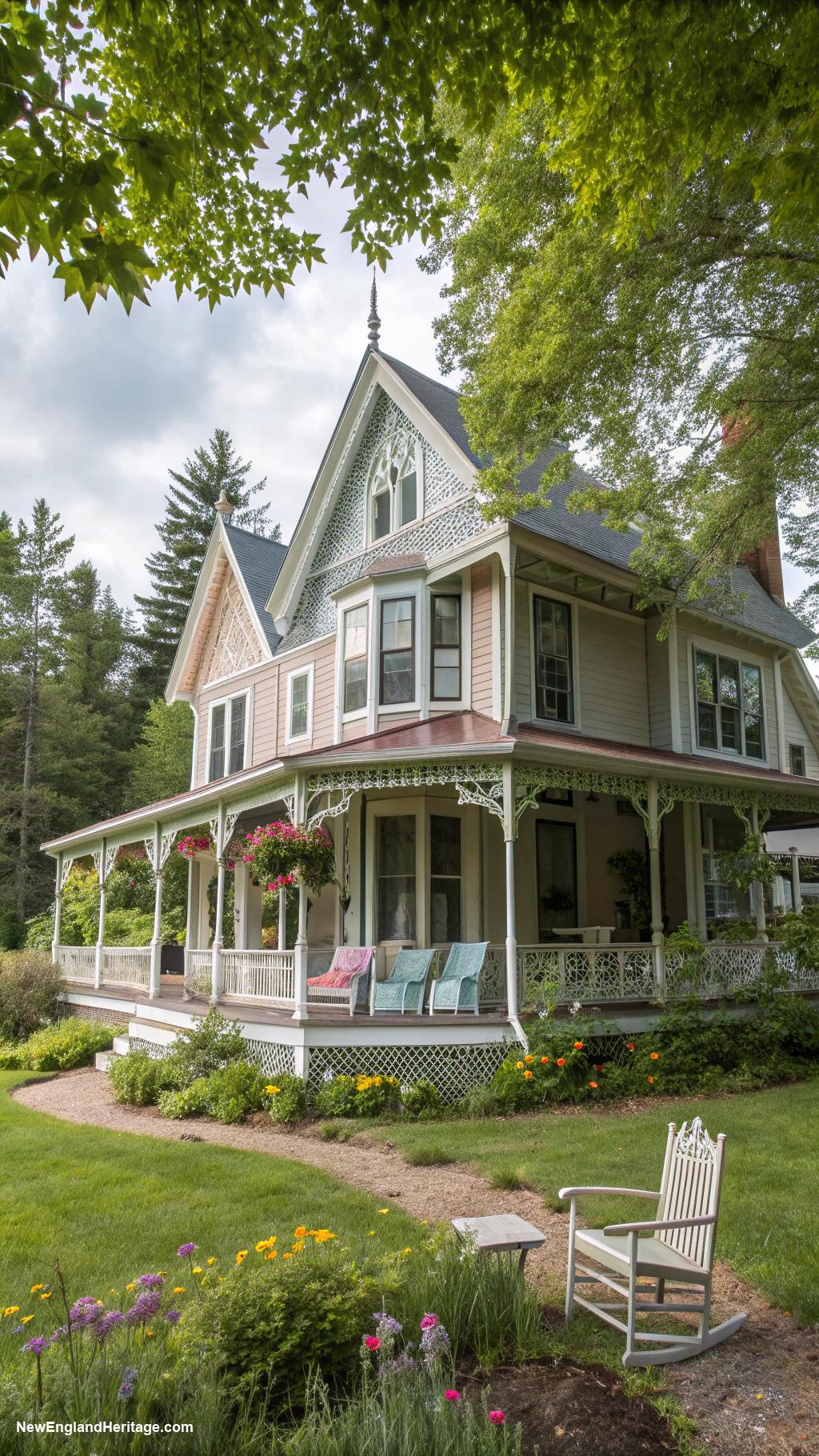 rustic new hampshire houses Victorian farmhouse with wraparound porch