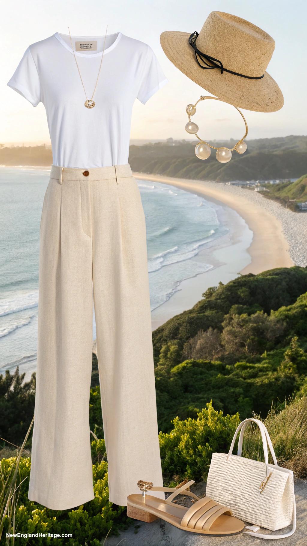 summer outfits for women Linen trousers and a fitted tee