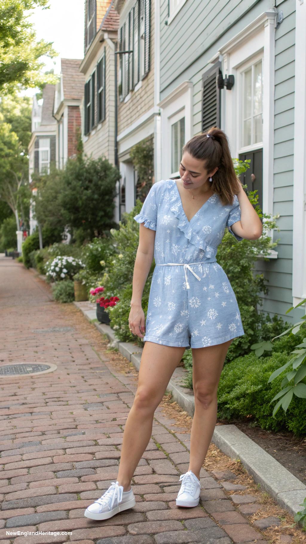 summer outfits for women Romper with slip on sneakers