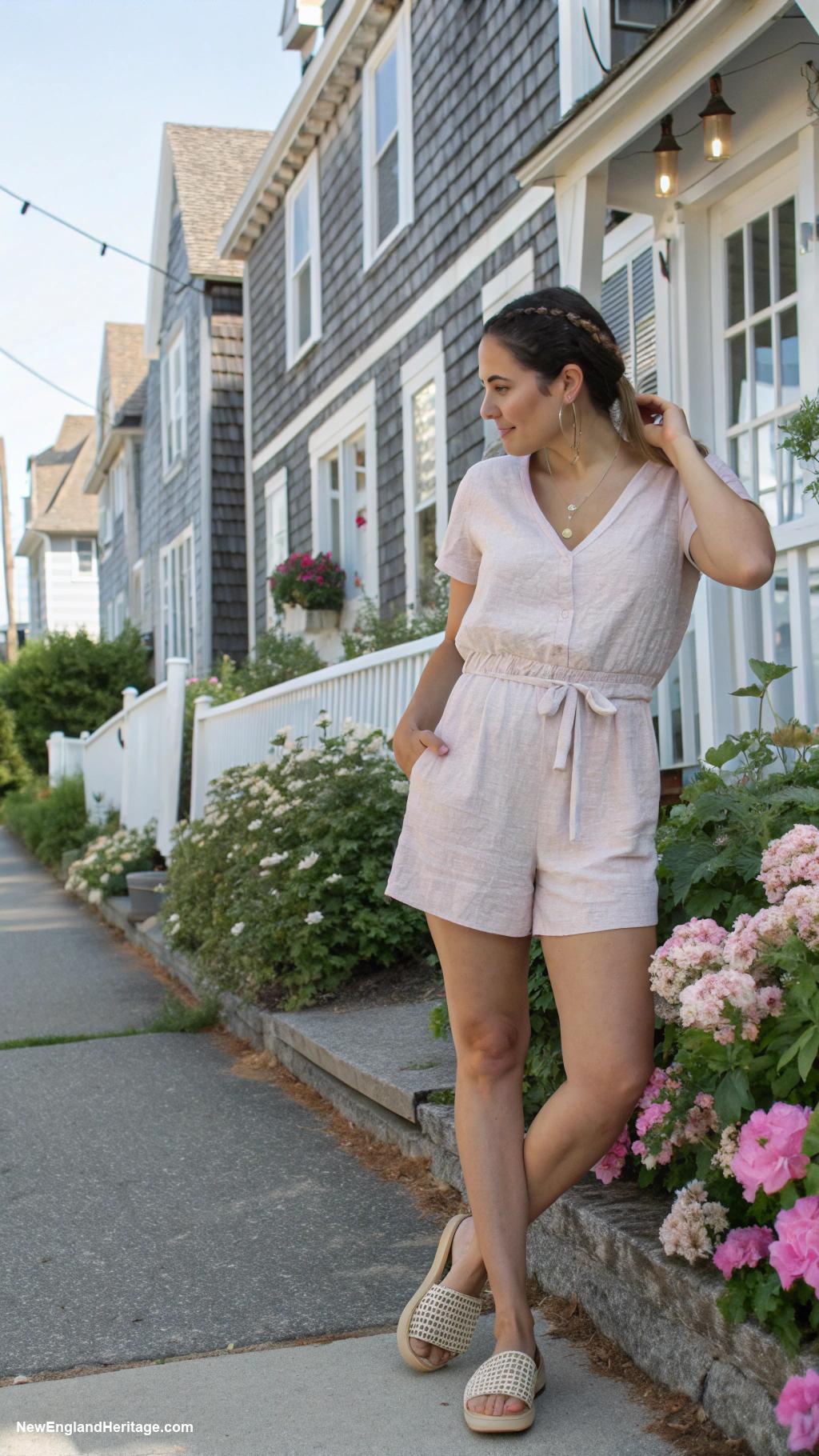 summer outfits for women Short jumpsuit and espadrilles