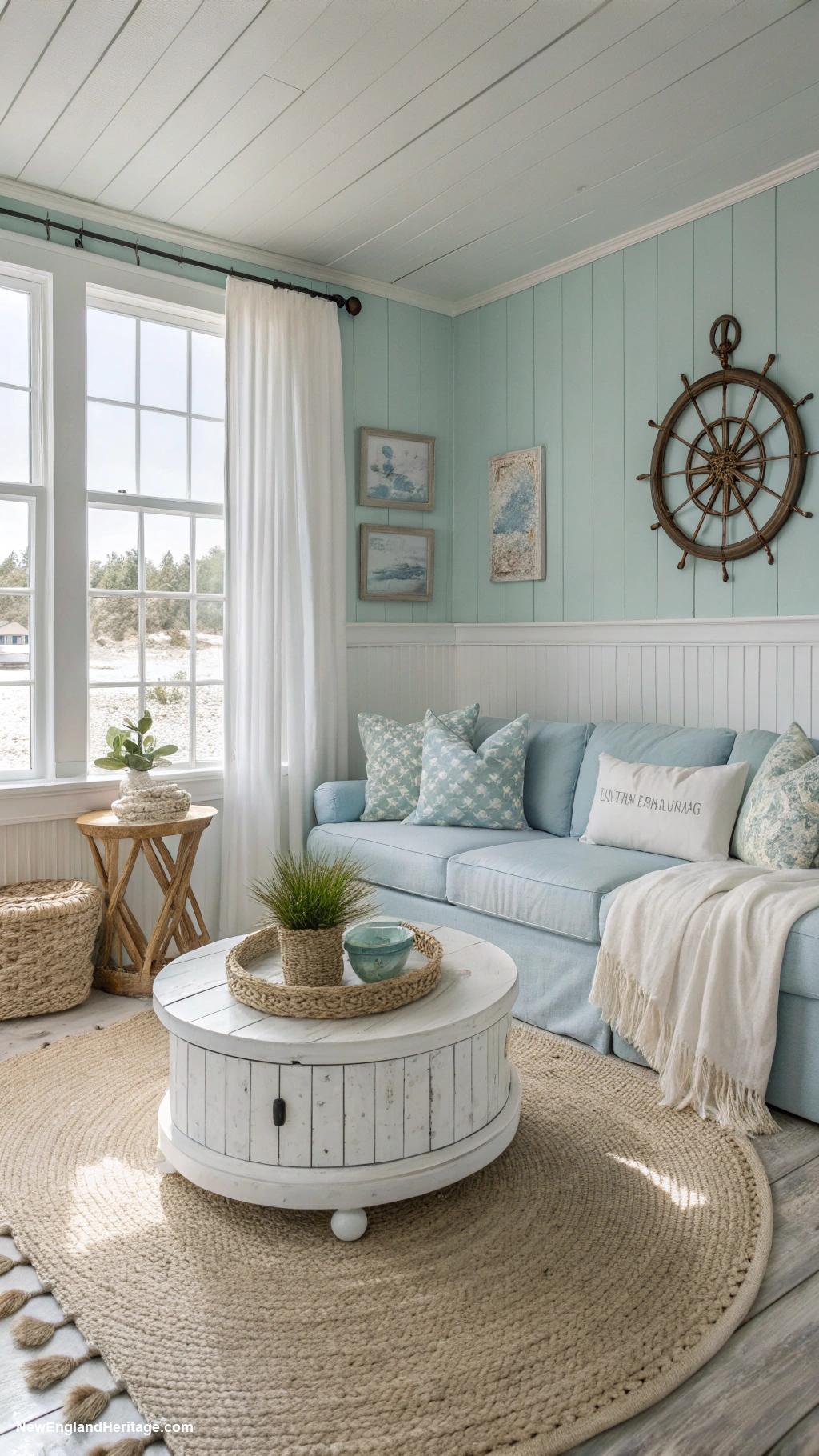 coastal interior design Light blue and white color palette