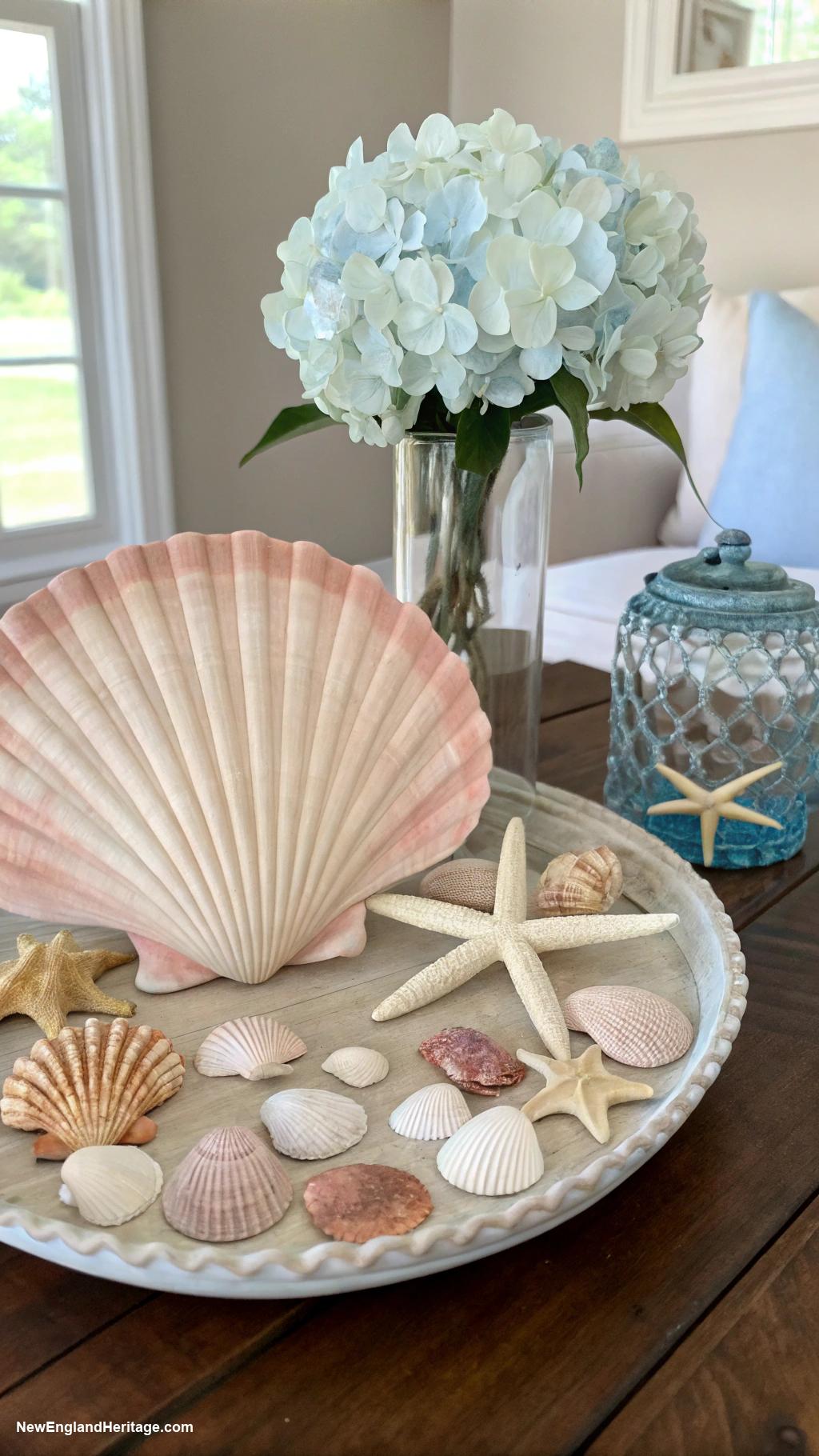 coastal interior design Seashell inspired decorative accents