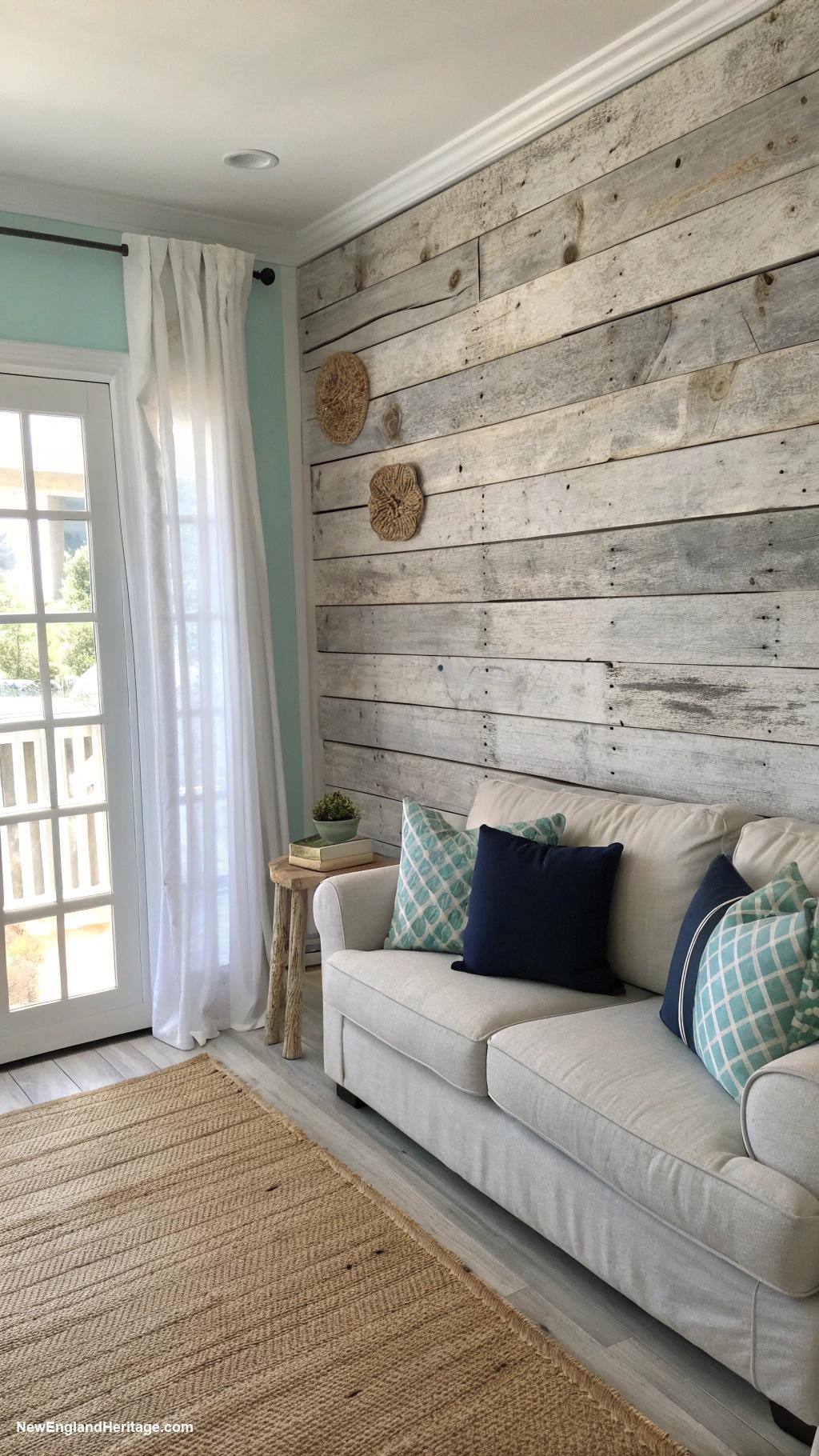 coastal interior design Weathered wood for rustic charm