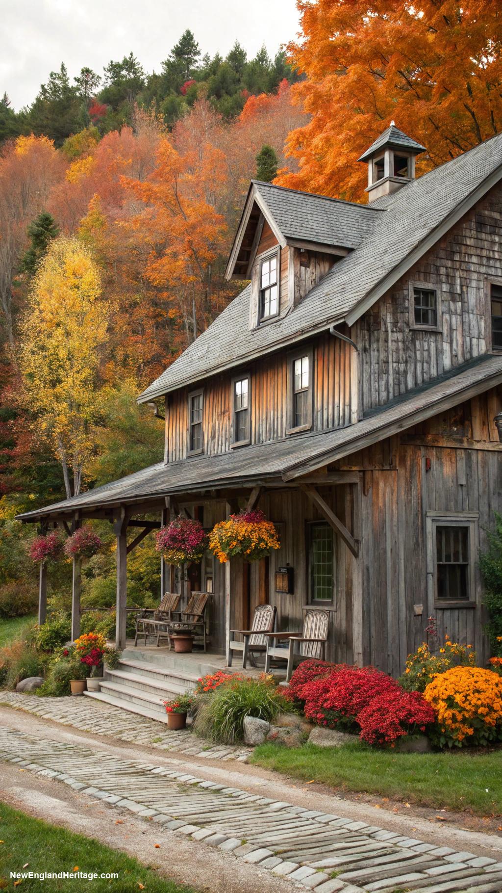 colonial houses Barn style home with rustic charm