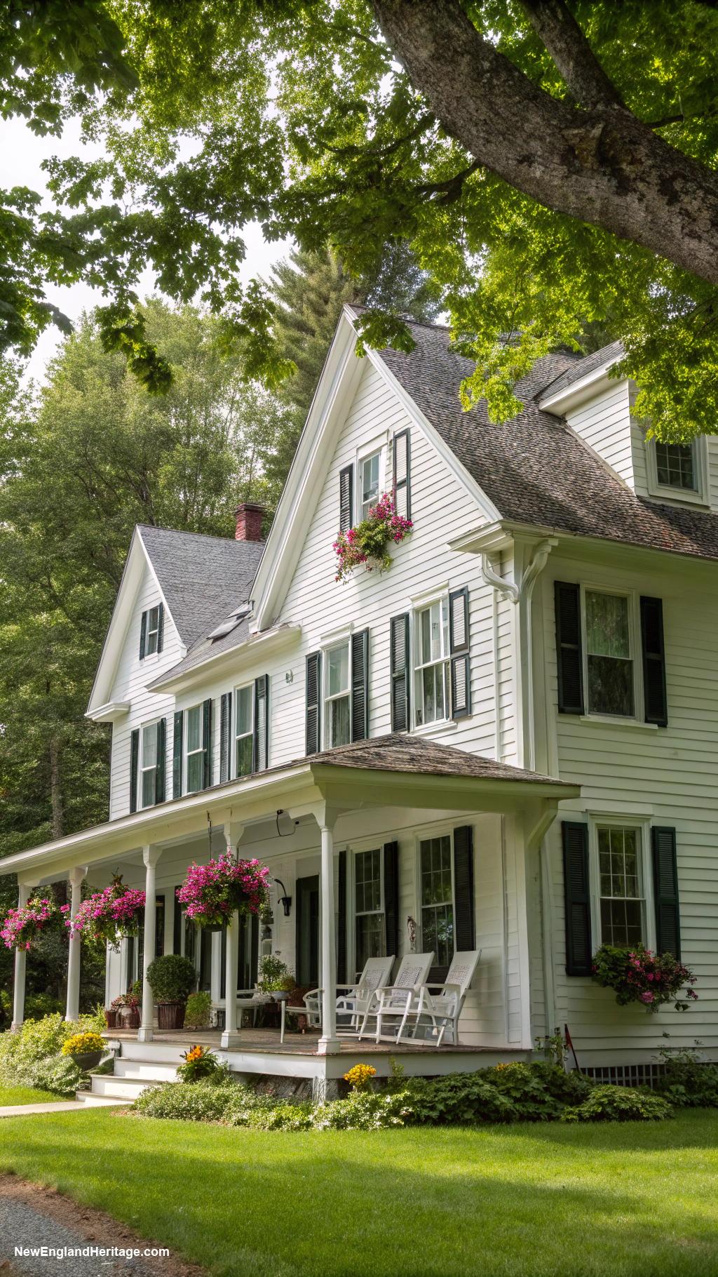 colonial houses Colonial farmhouse with wide front porch