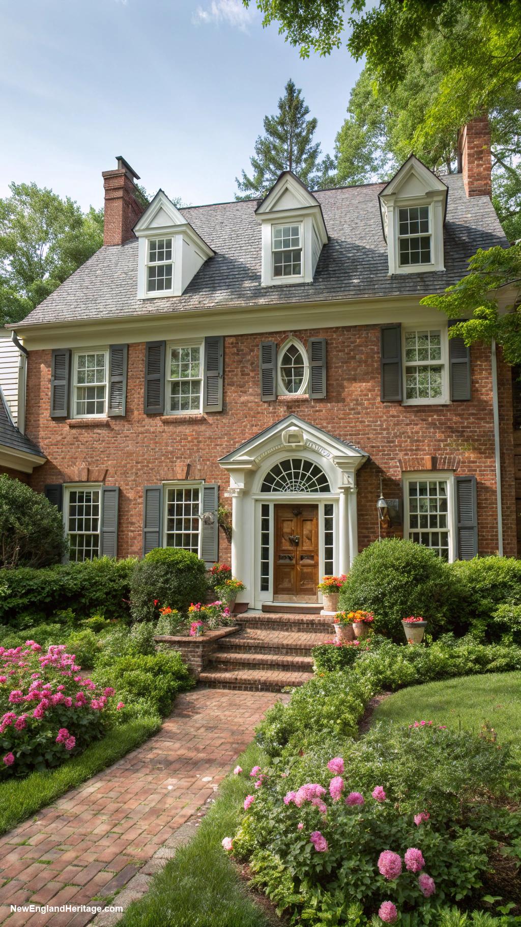 colonial houses Federal style brick house with fanlight