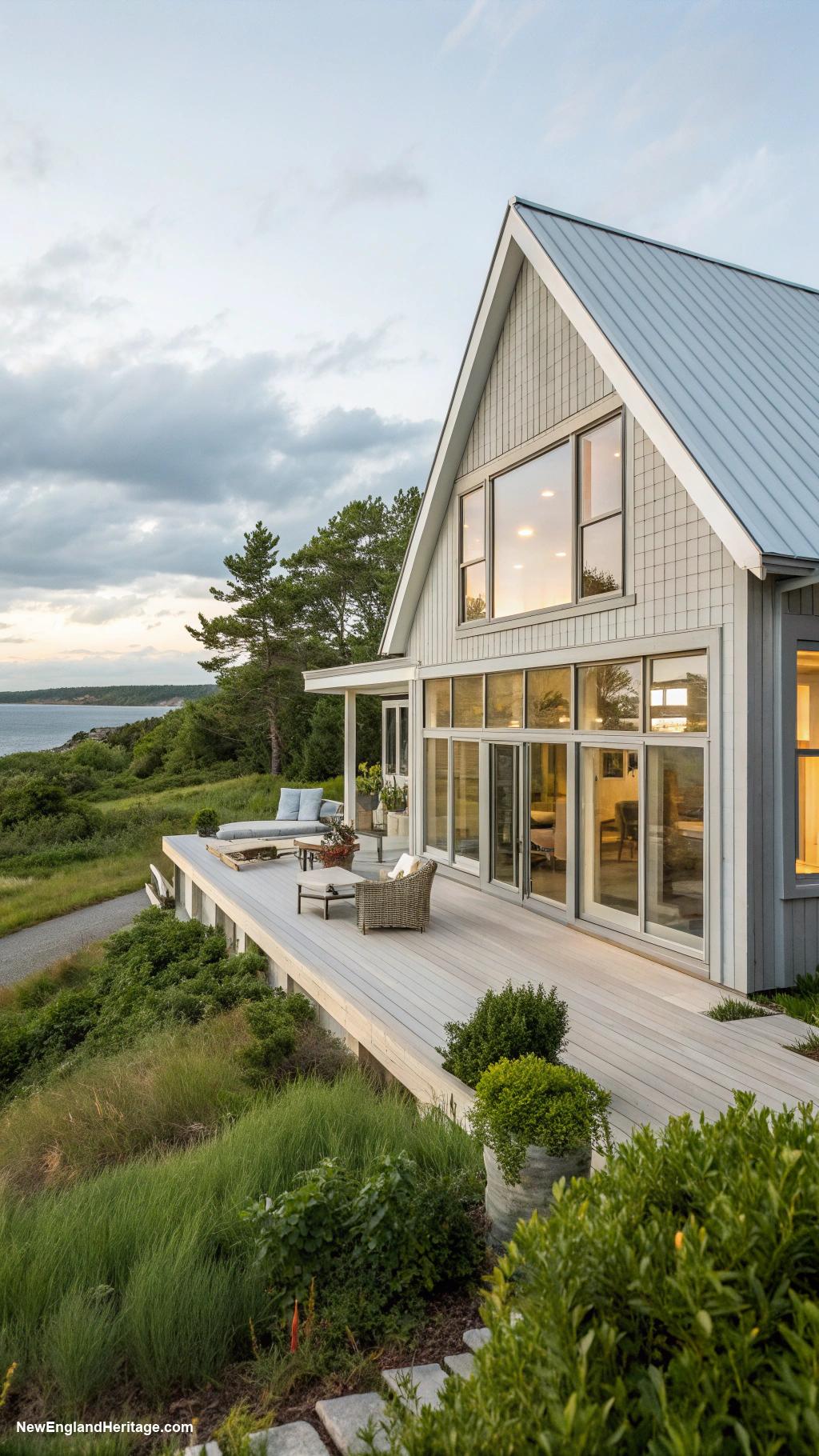 east coast cottage Modern minimalist cottage with large windows