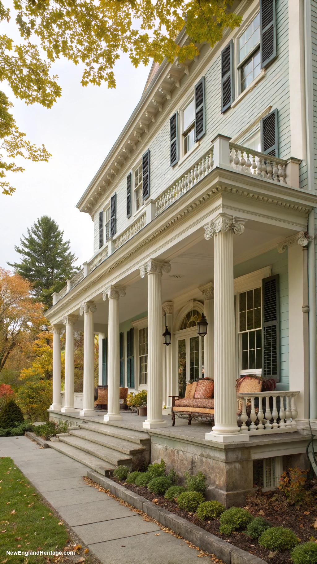 houses with porches Historic Georgian with elegant pillared porch