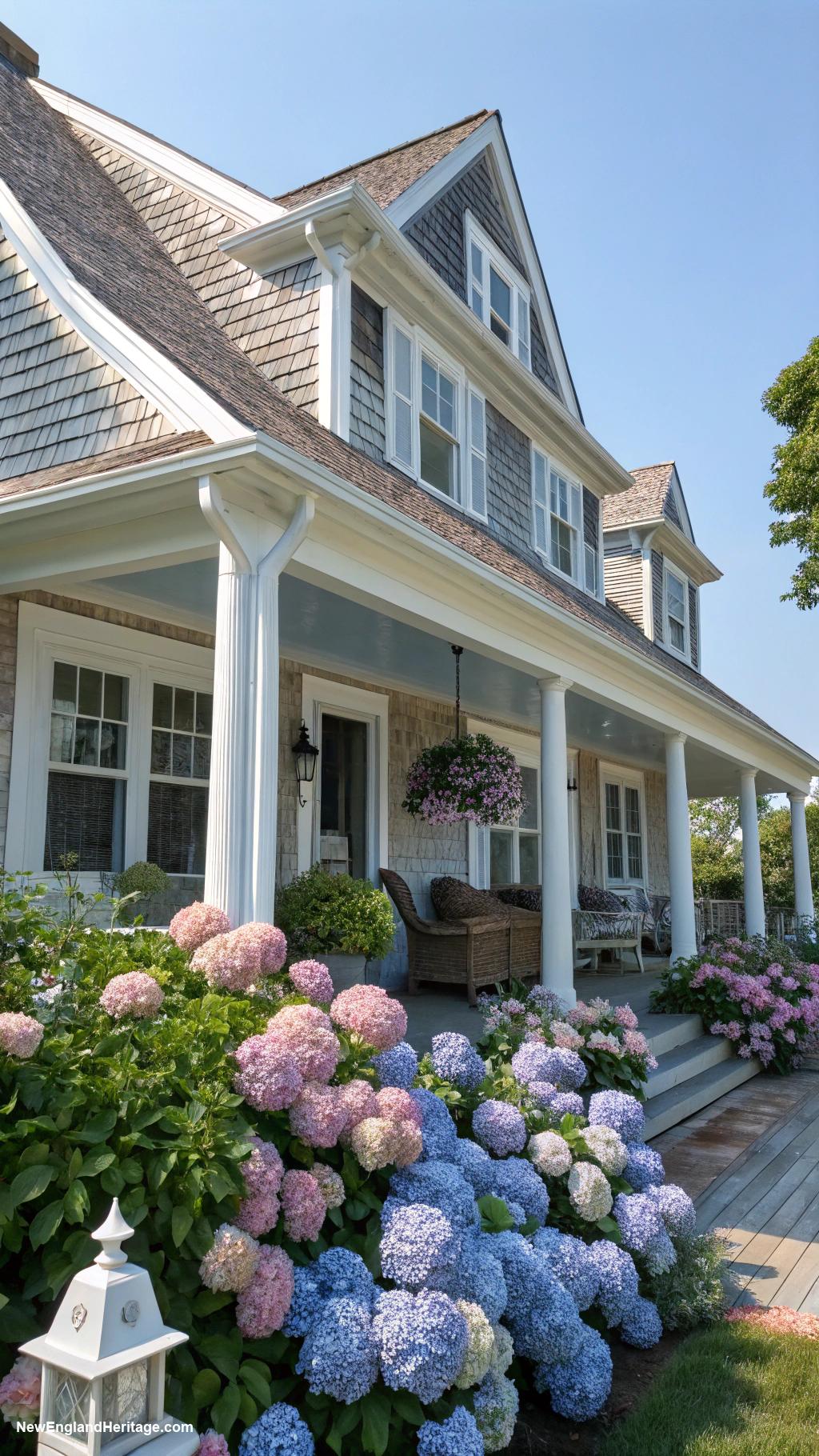 nantucket style houses Charming gabled roof with dormer windows