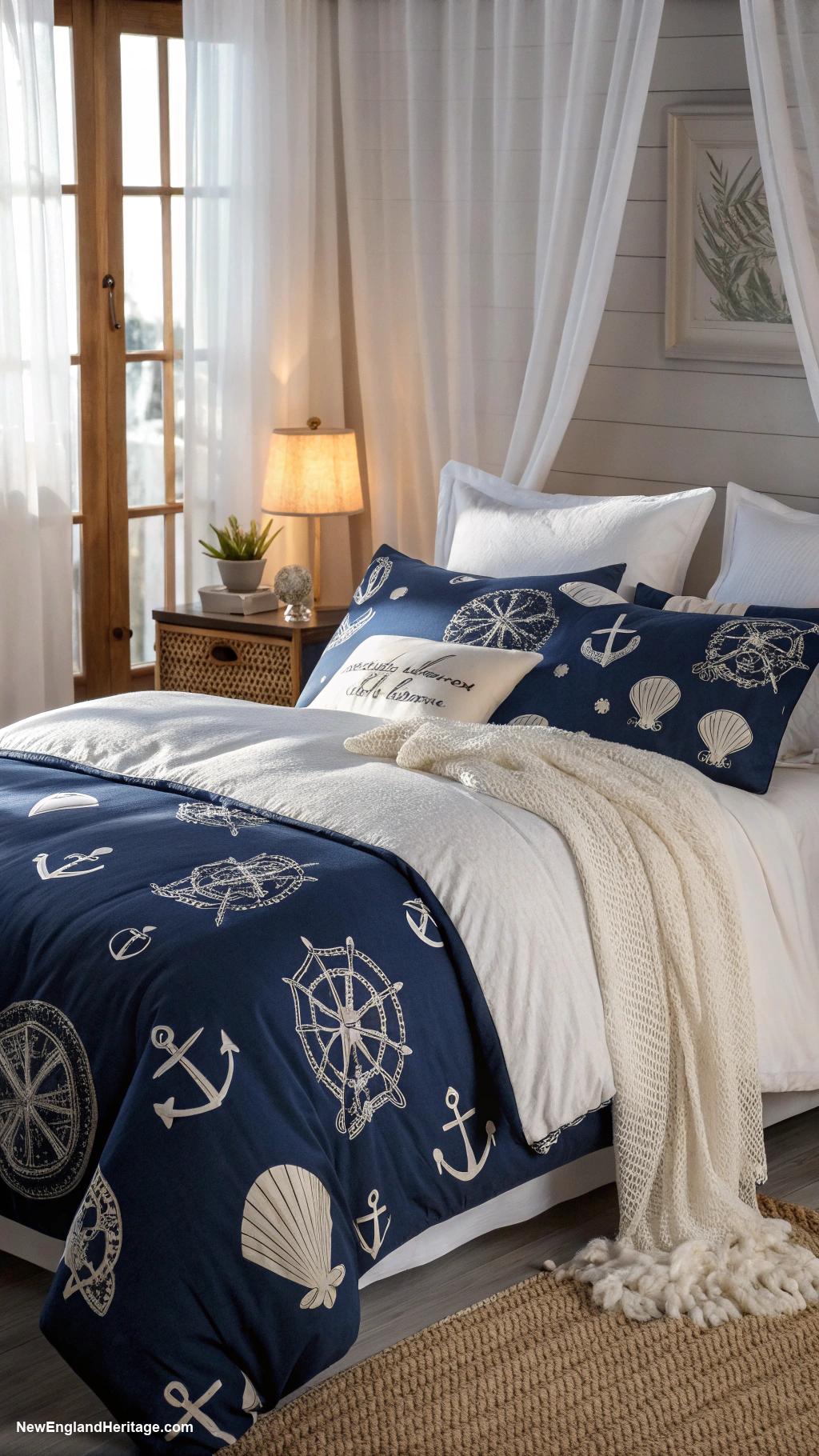 navy blue home decor ideas Navy blue bedding with white accents