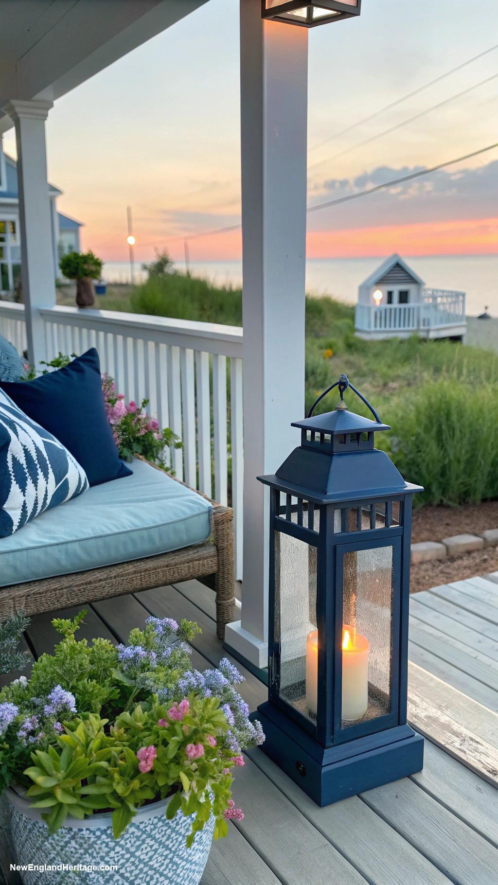 navy blue home decor ideas Navy blue lanterns on patio or porch