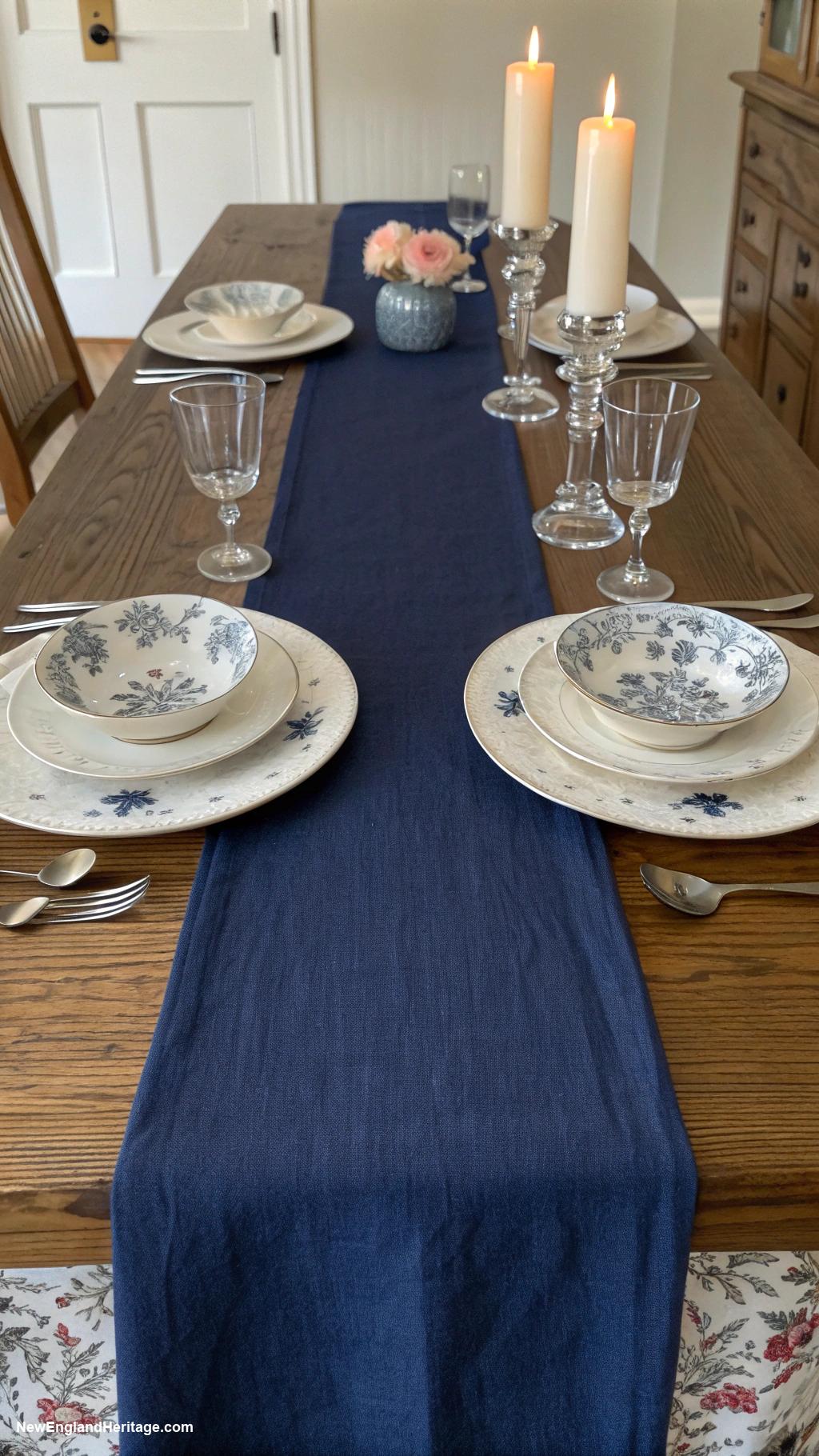 navy blue home decor ideas Navy blue table runner for dining table