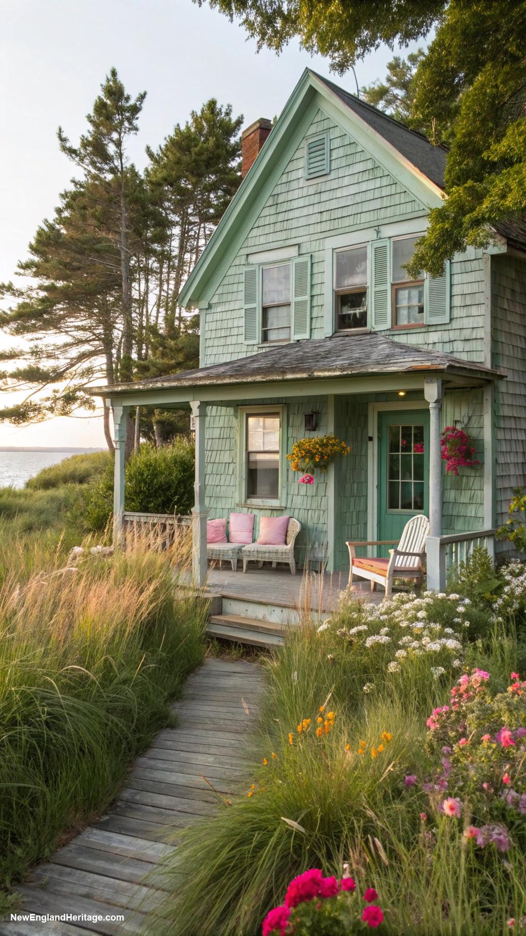 seaside cottage Vintage inspired cottage with wicker furniture