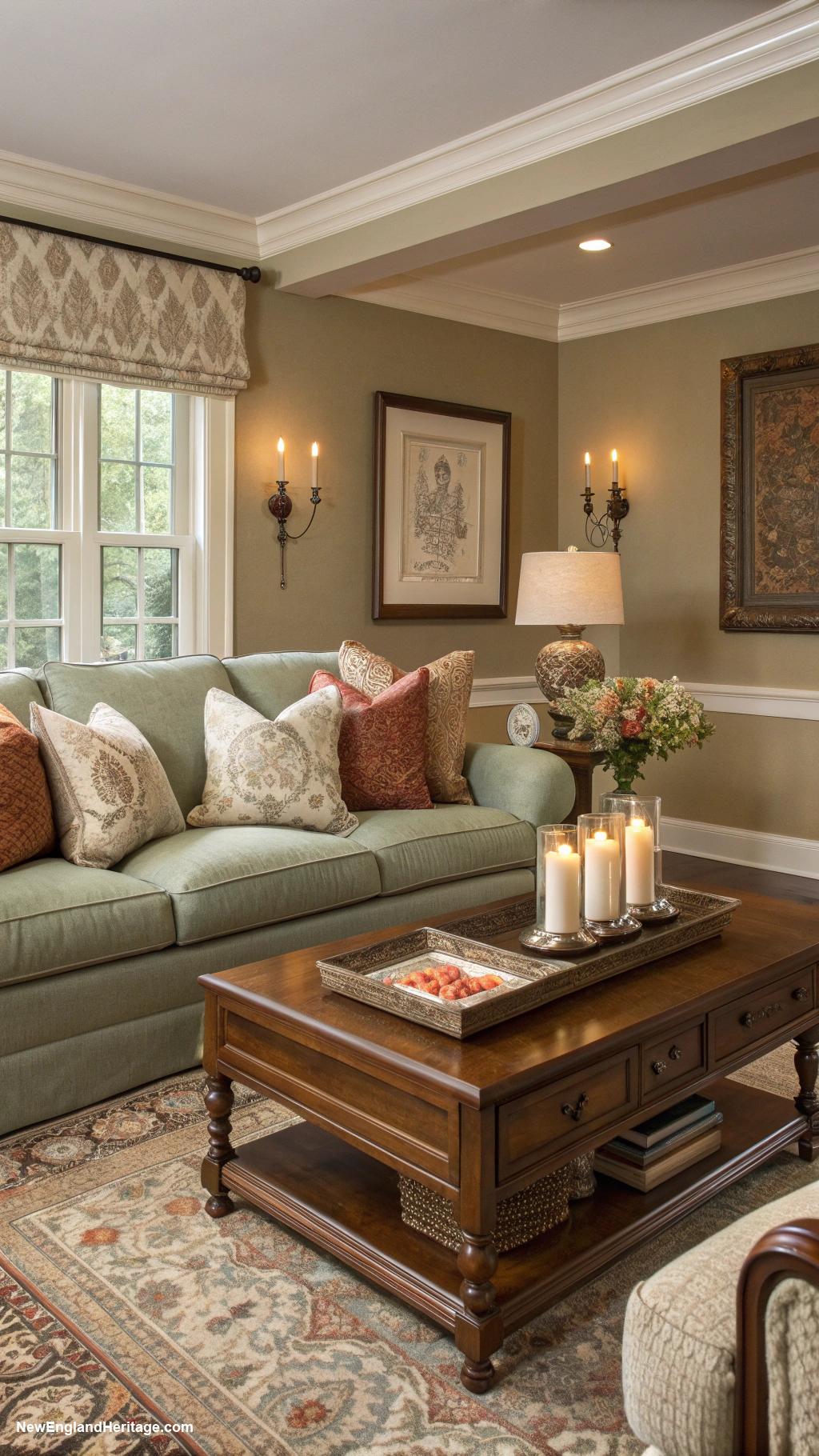 traditional interior design Muted earth tones with soft accents