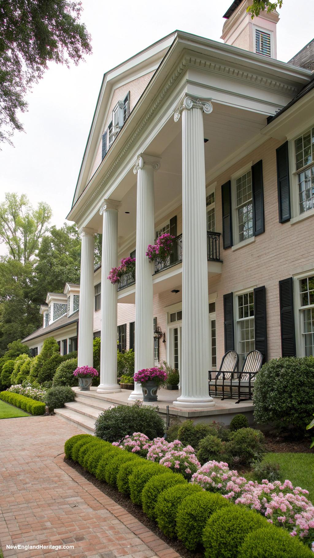 victorian houses Colonial revival with symmetrical facade and columns
